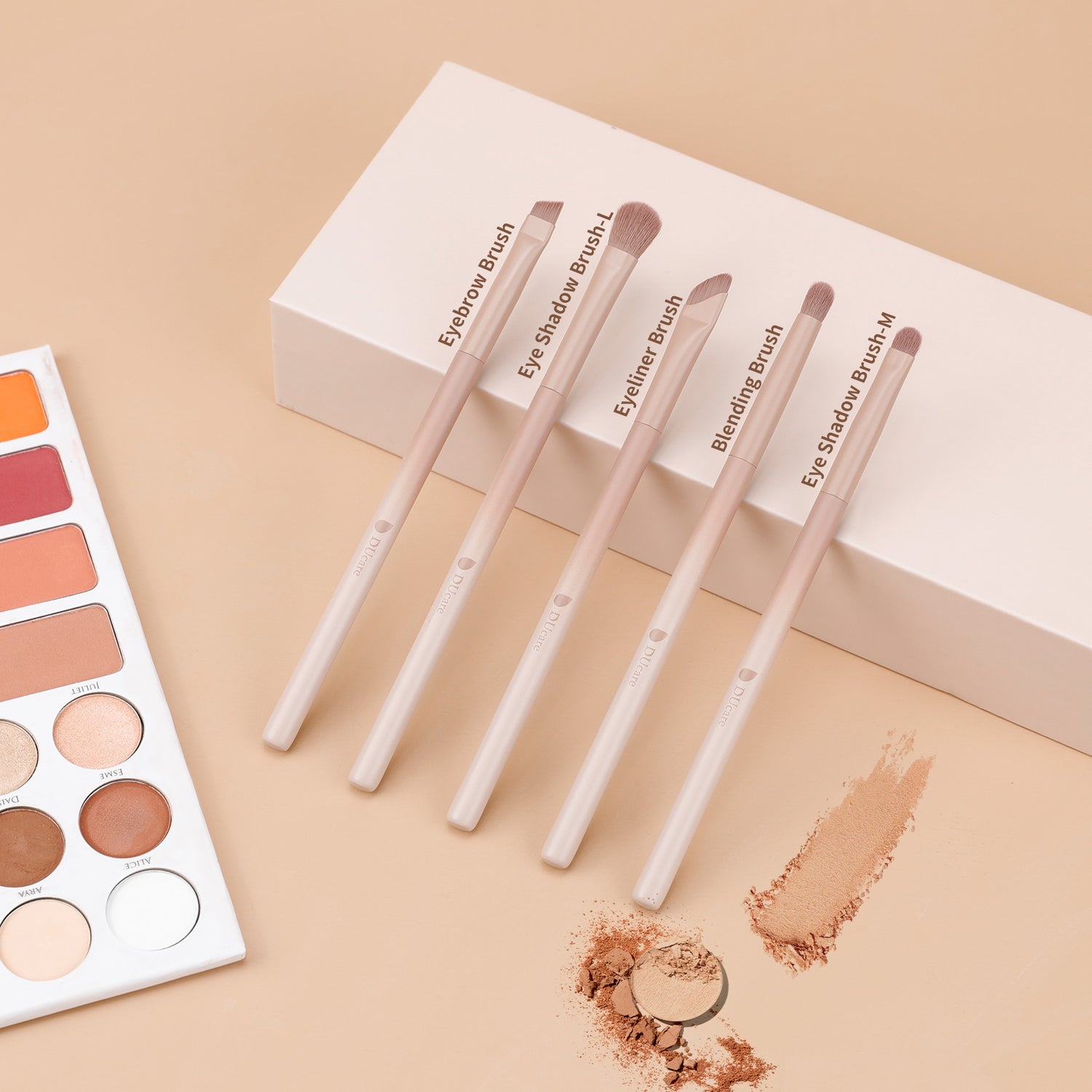 12PCS Ultimate Coffee Glamour Makeup Brush Set with Sponge, Puff & Portable Storage Box