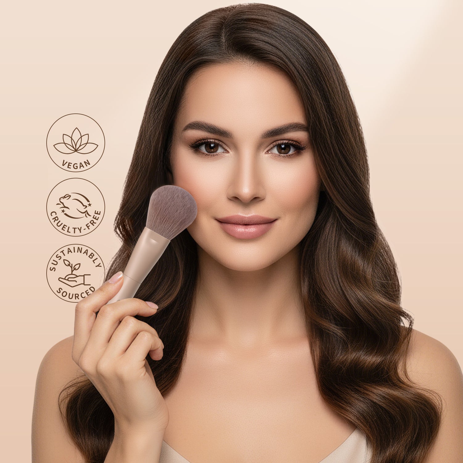 12PCS Ultimate Coffee Glamour Makeup Brush Set with Sponge, Puff & Portable Storage Box
