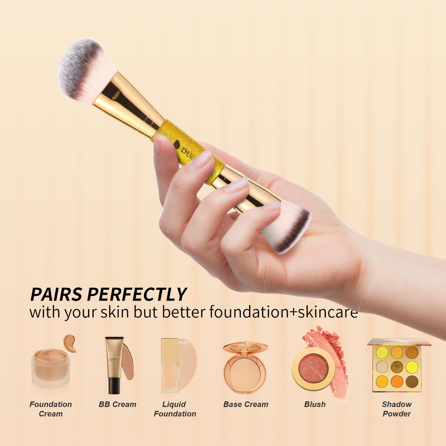 Afterglow Luxurious Gold 2Pcs Dual-end Face Brush Set