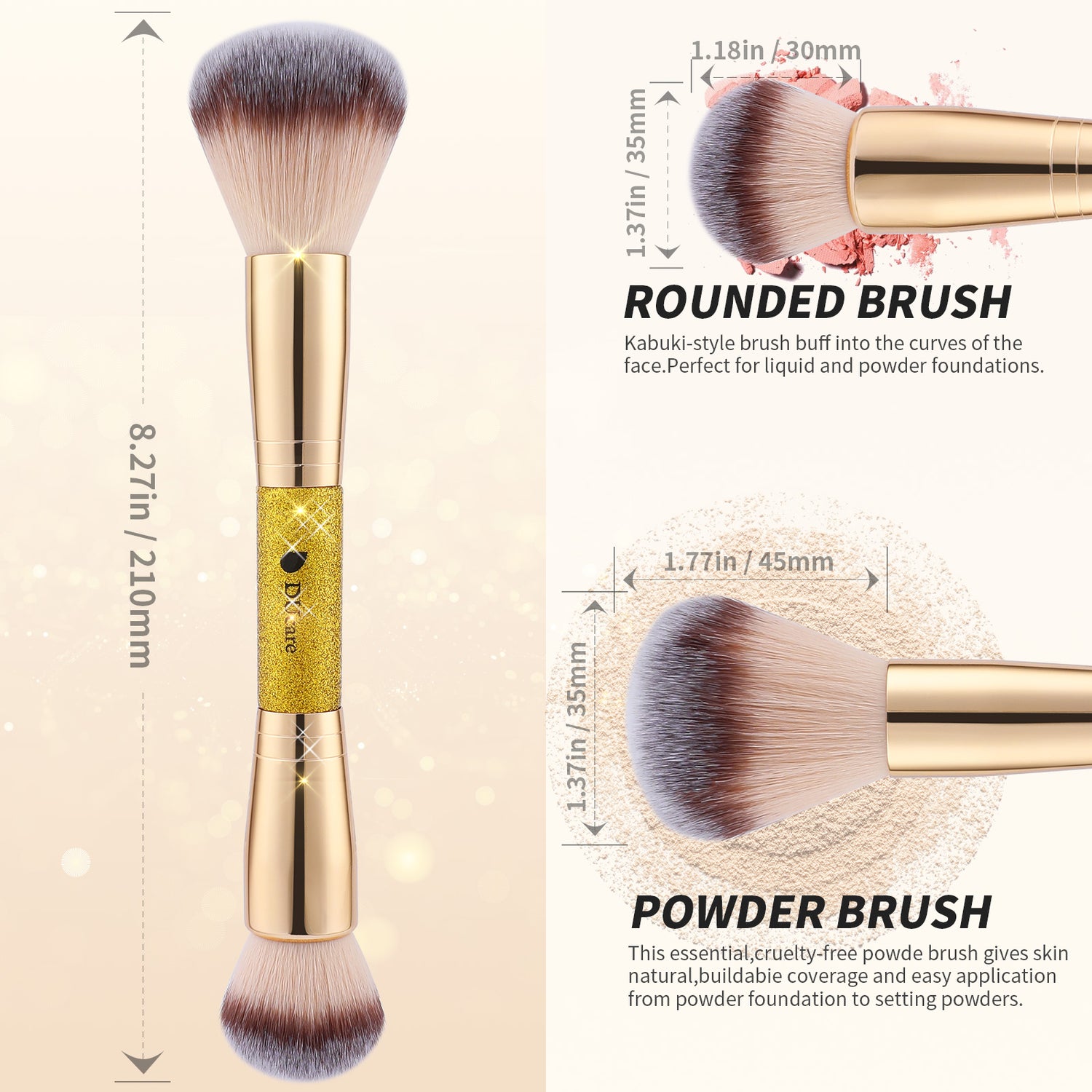Afterglow Dual Ended Rounded Foundation Brush