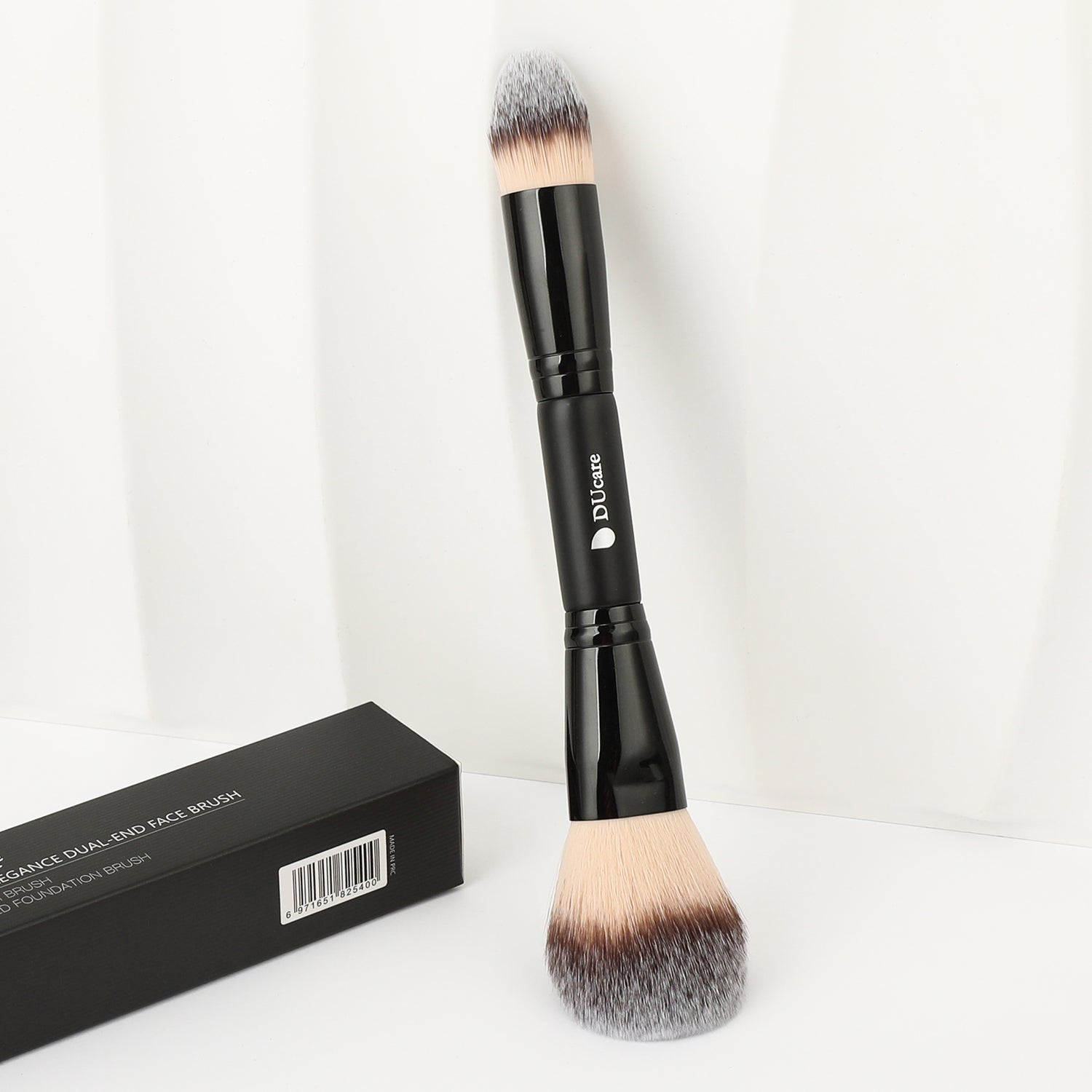 Matte Black Night Elegance Dual-End Powder Brush & Pointed Foundation Brush