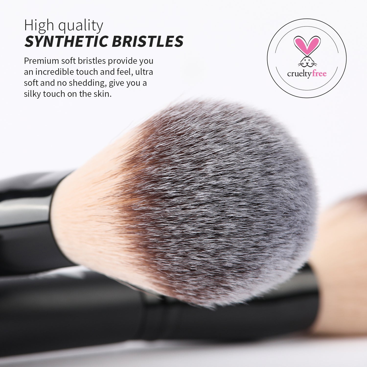Matte Black Night Elegance Dual-End Powder Brush & Pointed Foundation Brush