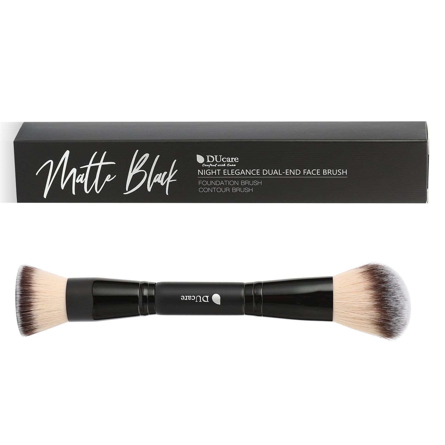 Matte Black Night Elegance Dual-End Contour Brush & Foundation Brush