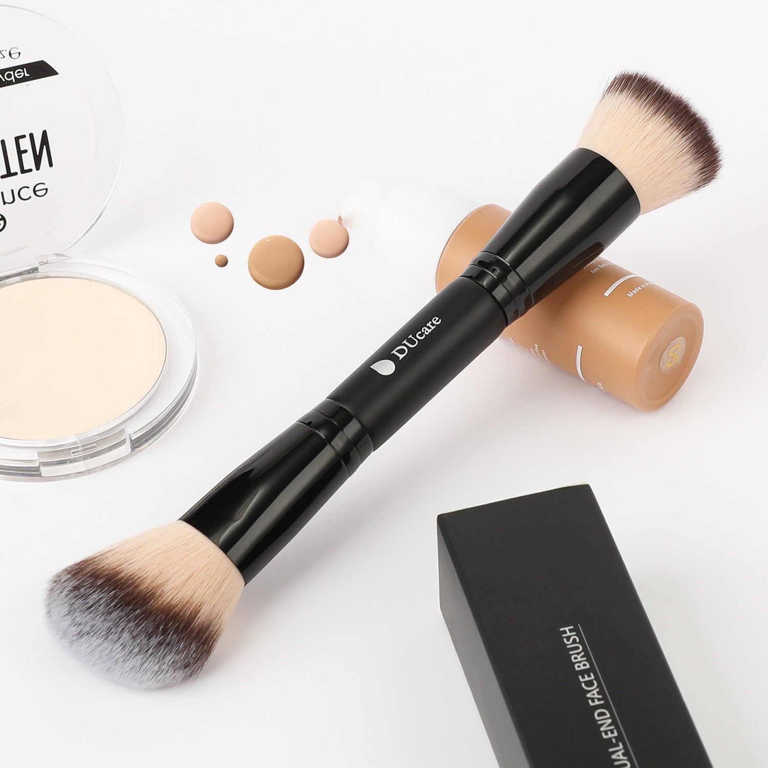 Matte Black Night Elegance Dual-End Contour Brush & Foundation Brush
