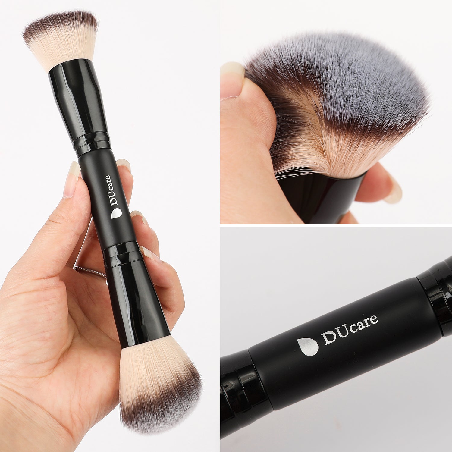 Matte Black Night Elegance Dual-End Contour Brush & Foundation Brush