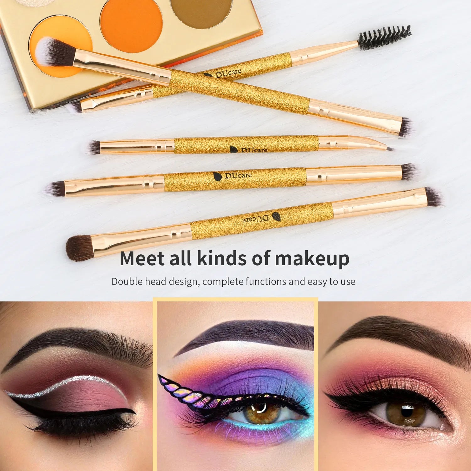 Afterglow Luxurious Gold Upgraded 5Pcs Dual-Ended Eye Brush Set