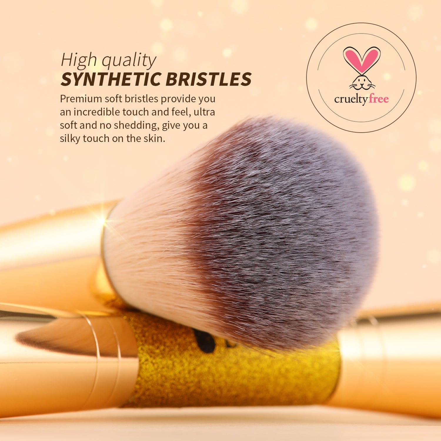 Afterglow Luxurious Gold 2Pcs Dual-end Face Brush Set-Powder Brush Foundation Brush Contour Brush Blush Brush