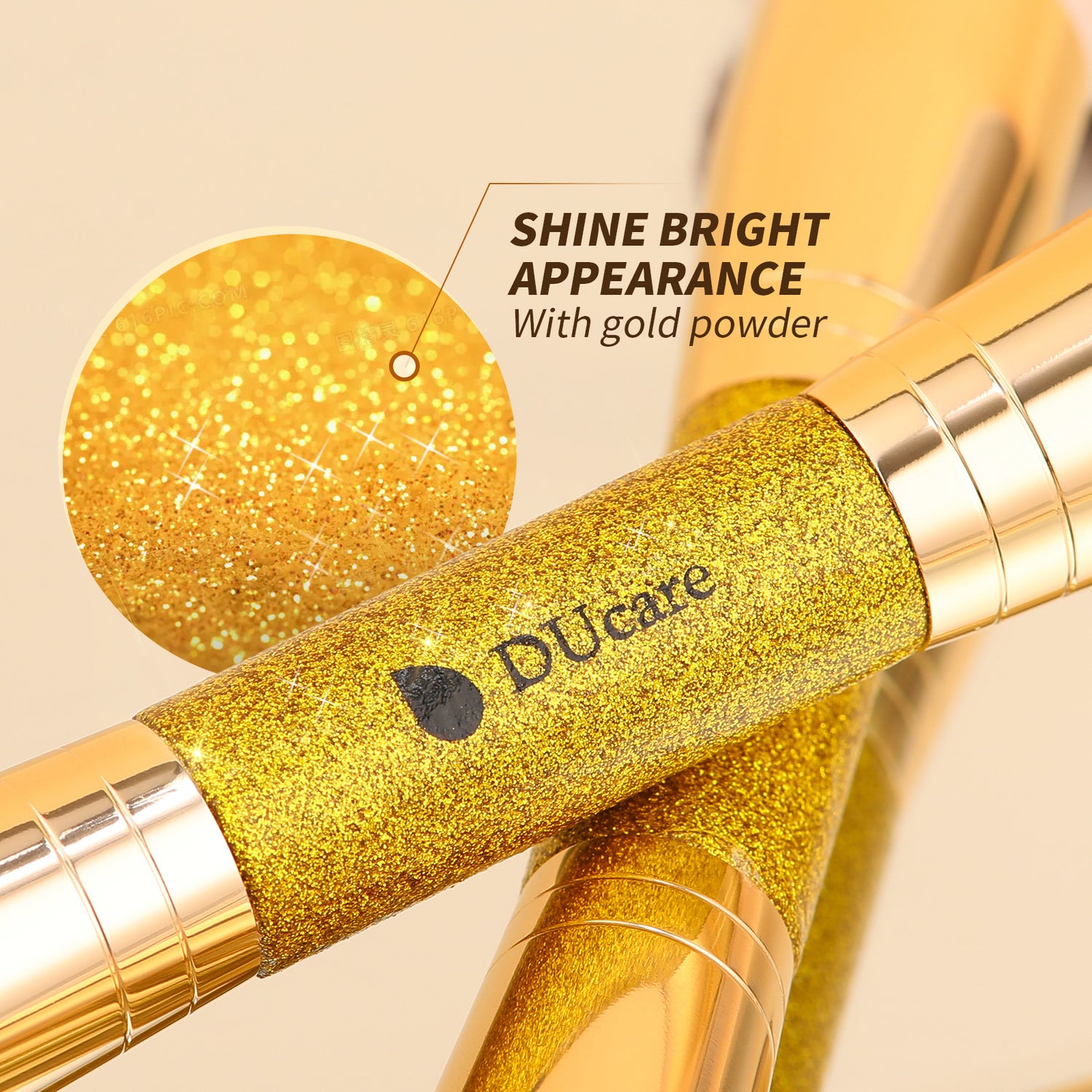 Afterglow Luxurious Gold 2Pcs Dual-end Face Brush Set-Powder Brush Foundation Brush Contour Brush Blush Brush