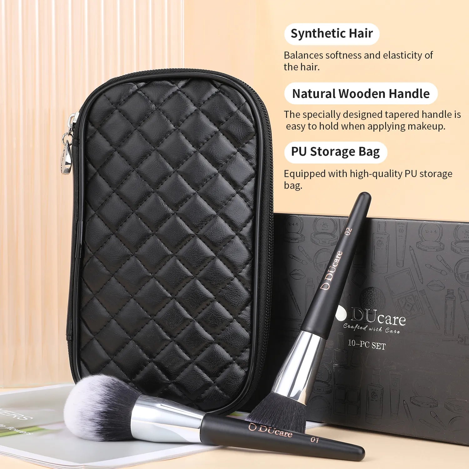 DUcare Classic 10 Pieces Face & Eye Travel Brush Set