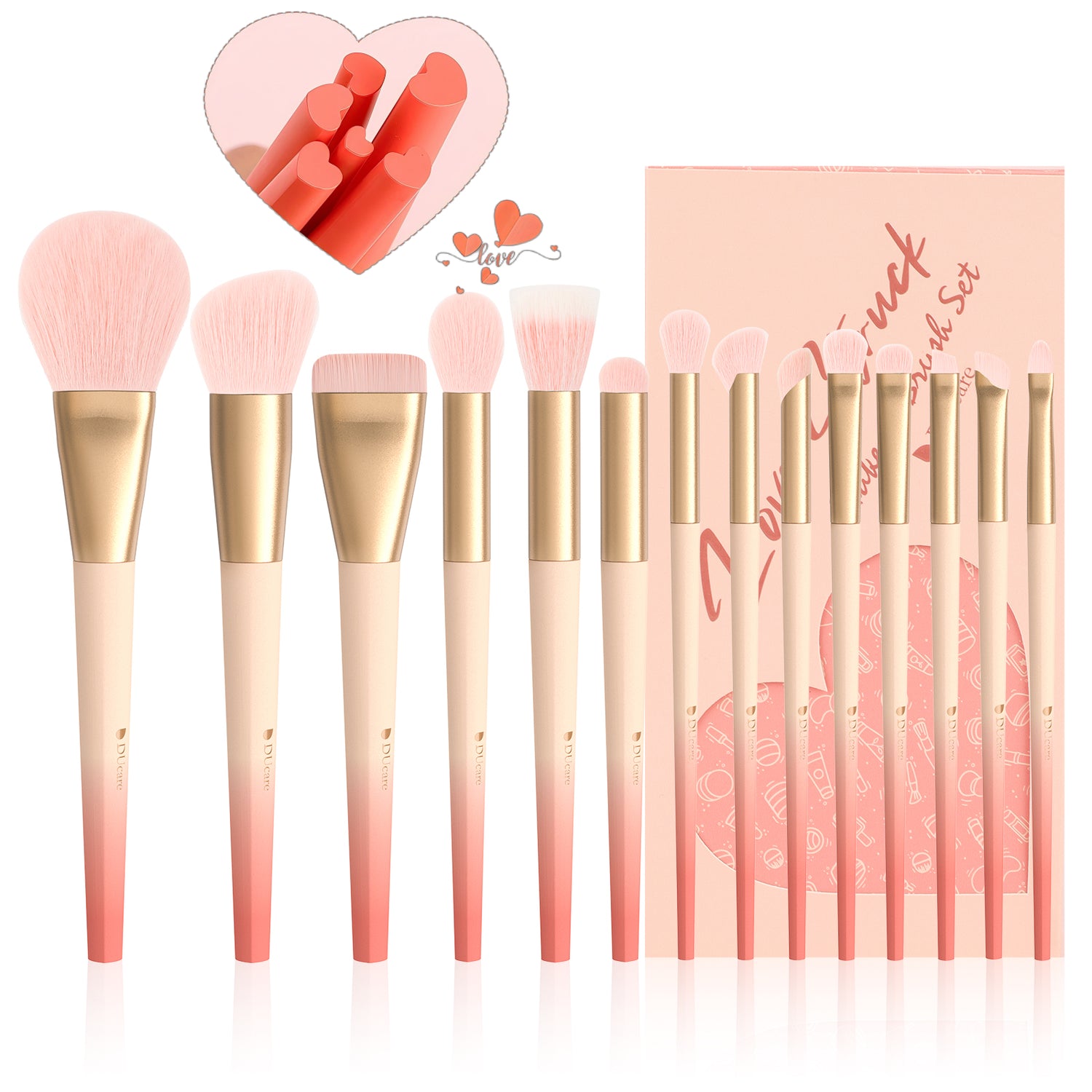 Love Struck 14Pcs Face & Eye Brush Set with Hair Clip