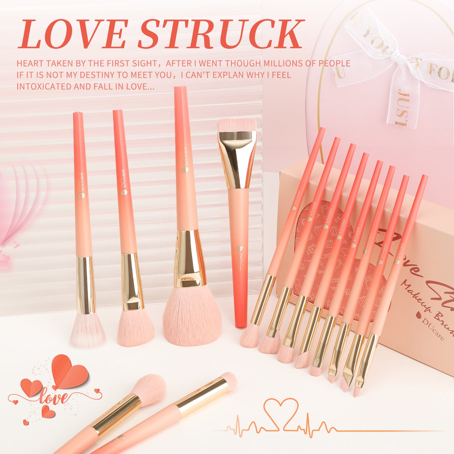Love Struck 14Pcs Face & Eye Brush Set with Hair Clip