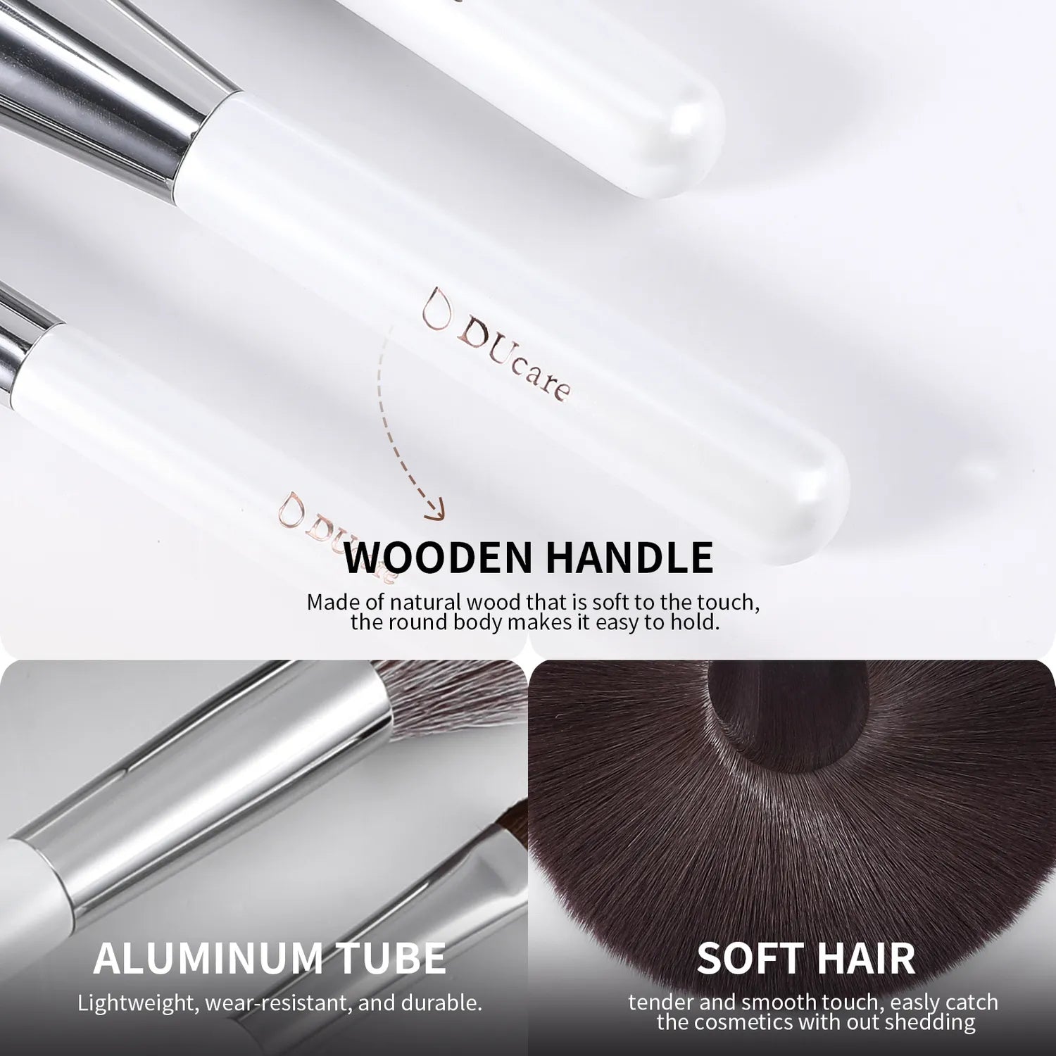 White 9Pcs Face & Eye Brush Set with Holder