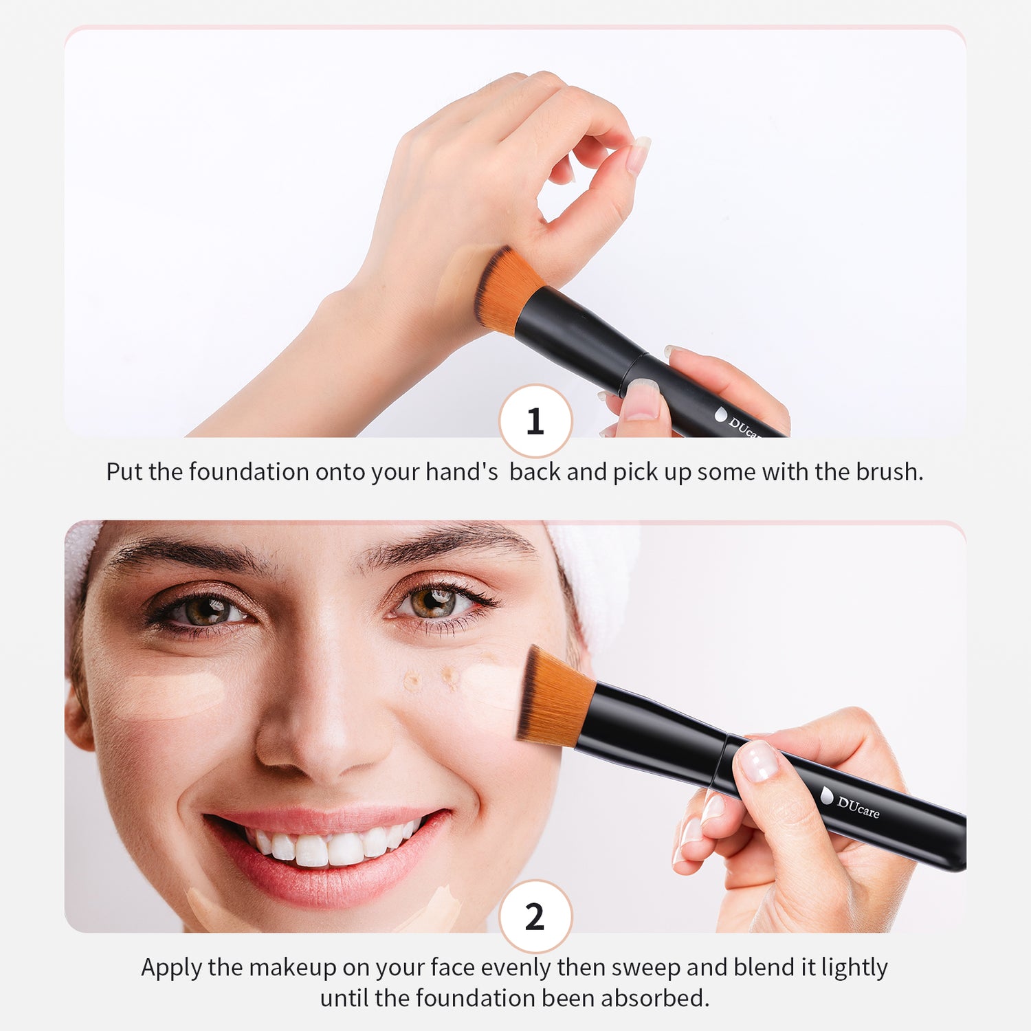 Black Smooth Makeup 2-Piece Face Brush Set