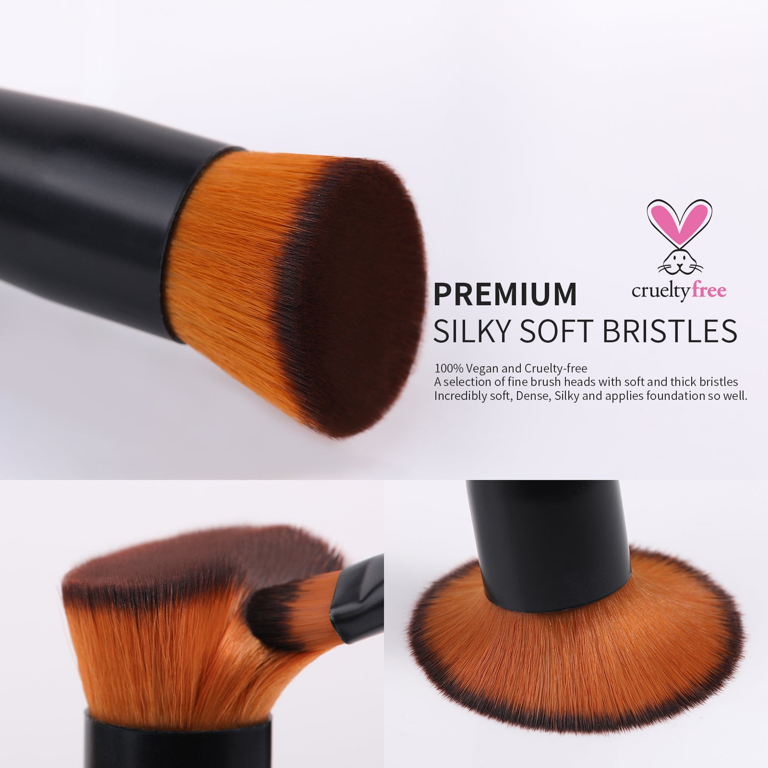 Black Smooth Makeup 2-Piece Face Brush Set