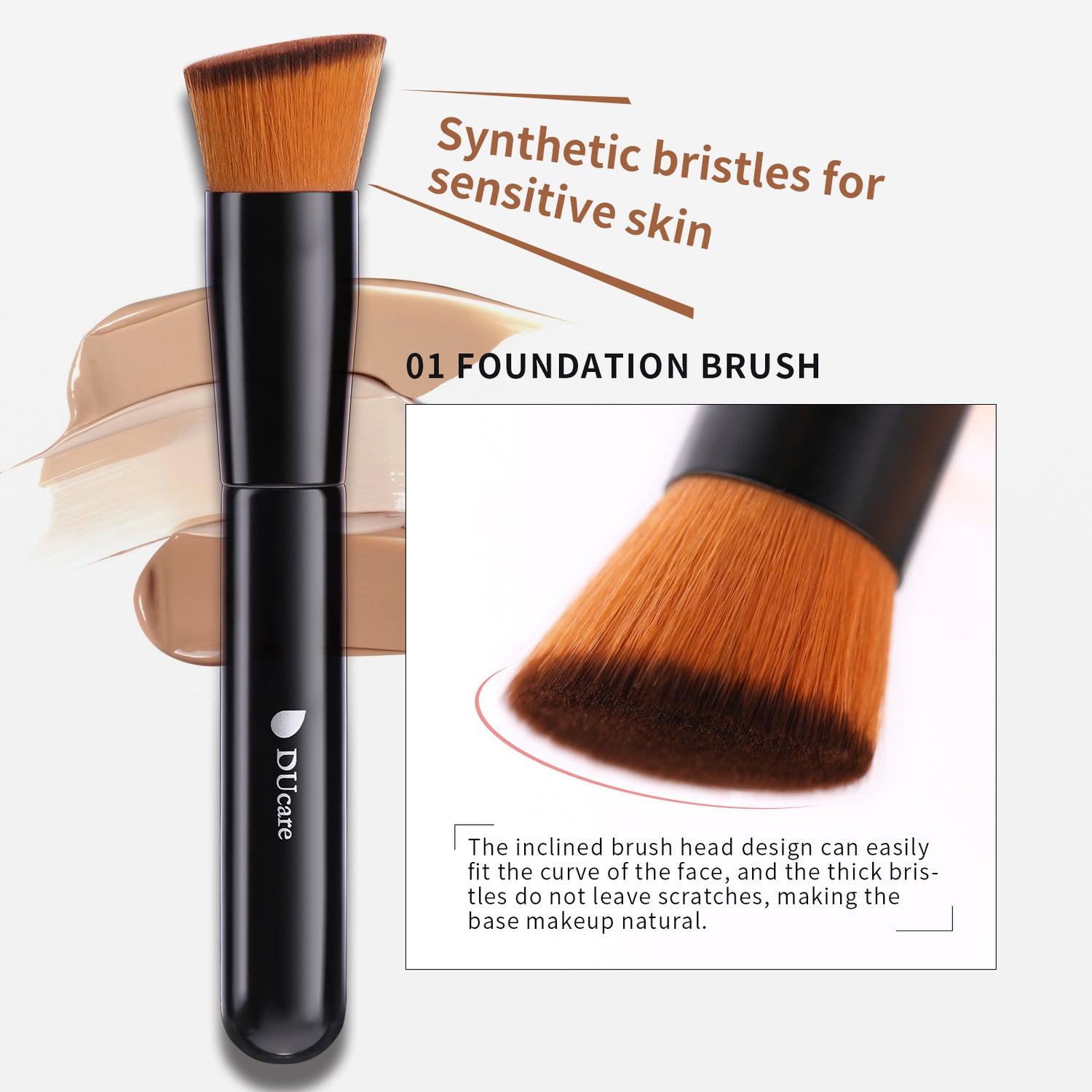 Black Smooth Makeup 2-Piece Face Brush Set