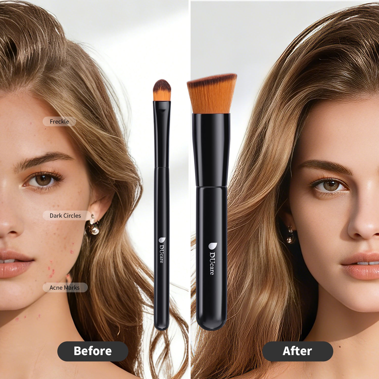 Black Smooth Makeup 2-Piece Face Brush Set
