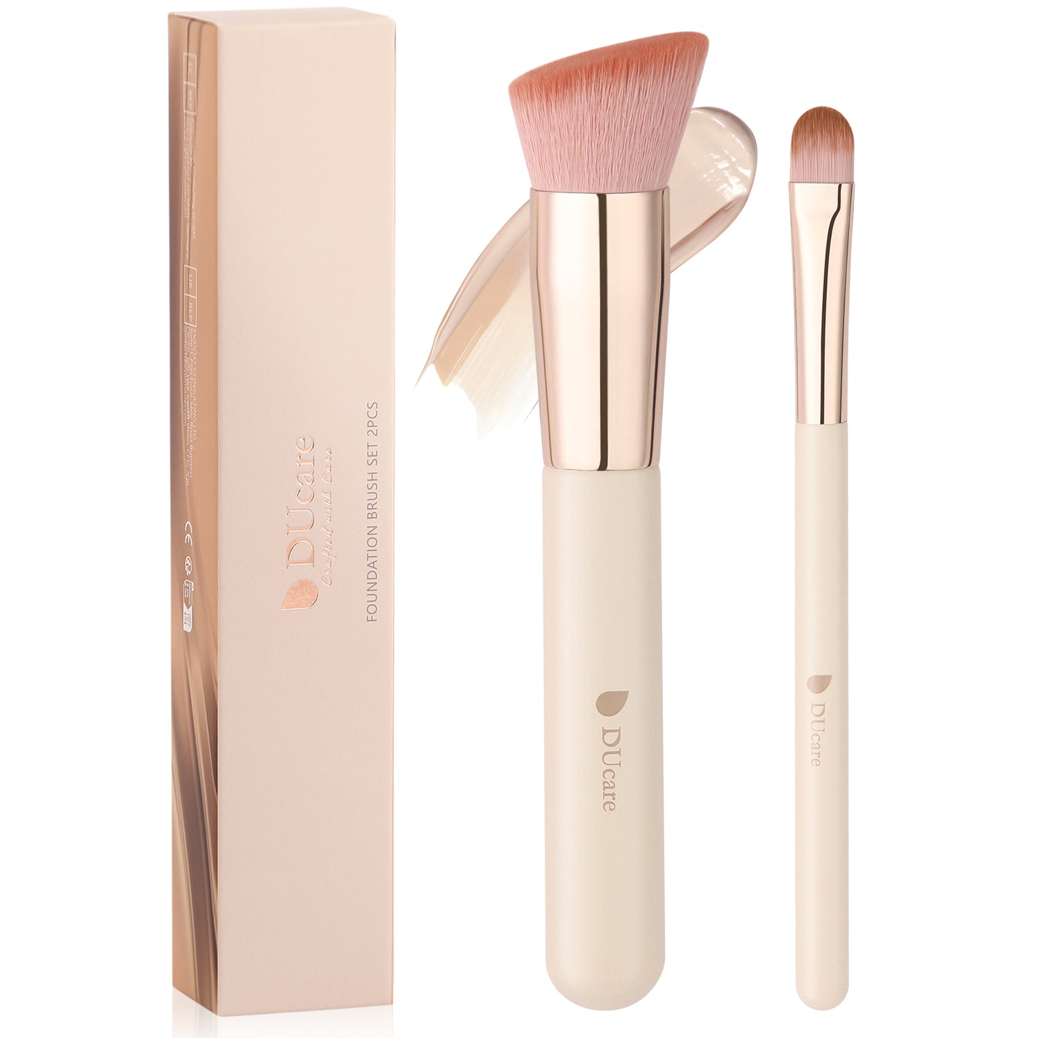 Pink Smooth Makeup 2Pcs Face Brush Set