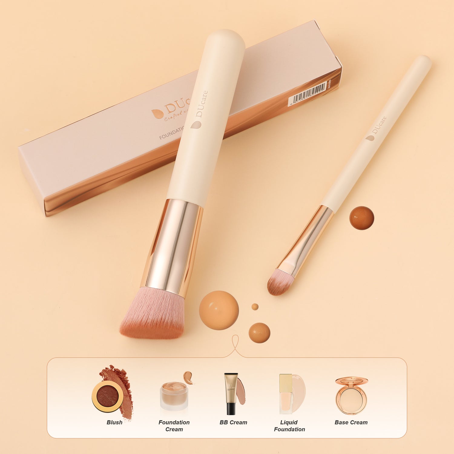 Pink Smooth Makeup 2Pcs Face Brush Set