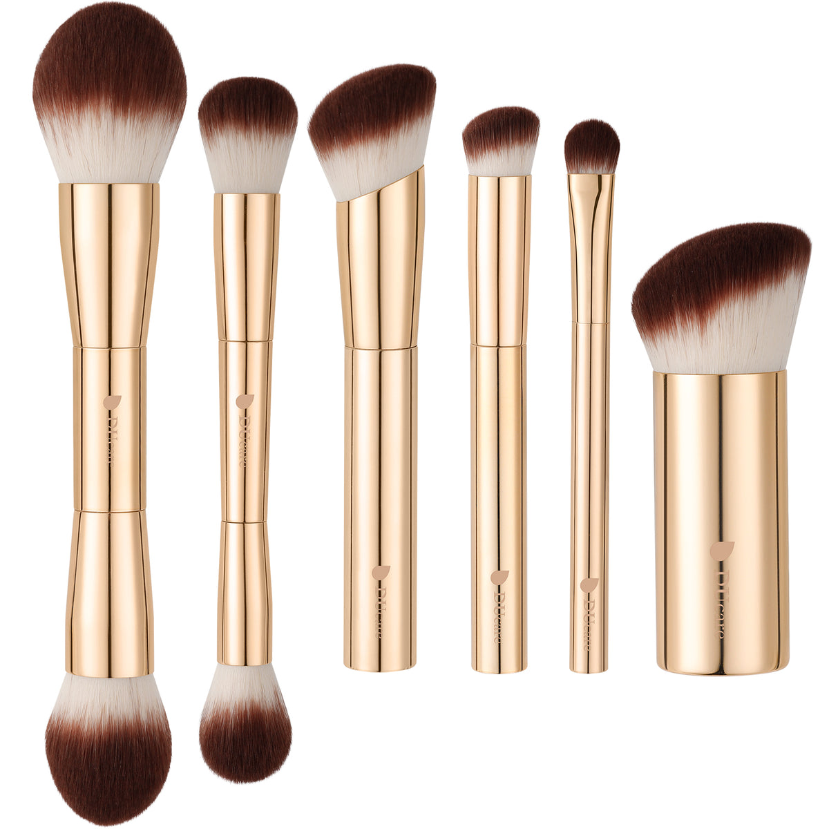 DUcare 6-Piece Electroplated Gold Double-Ended Makeup Brush Set