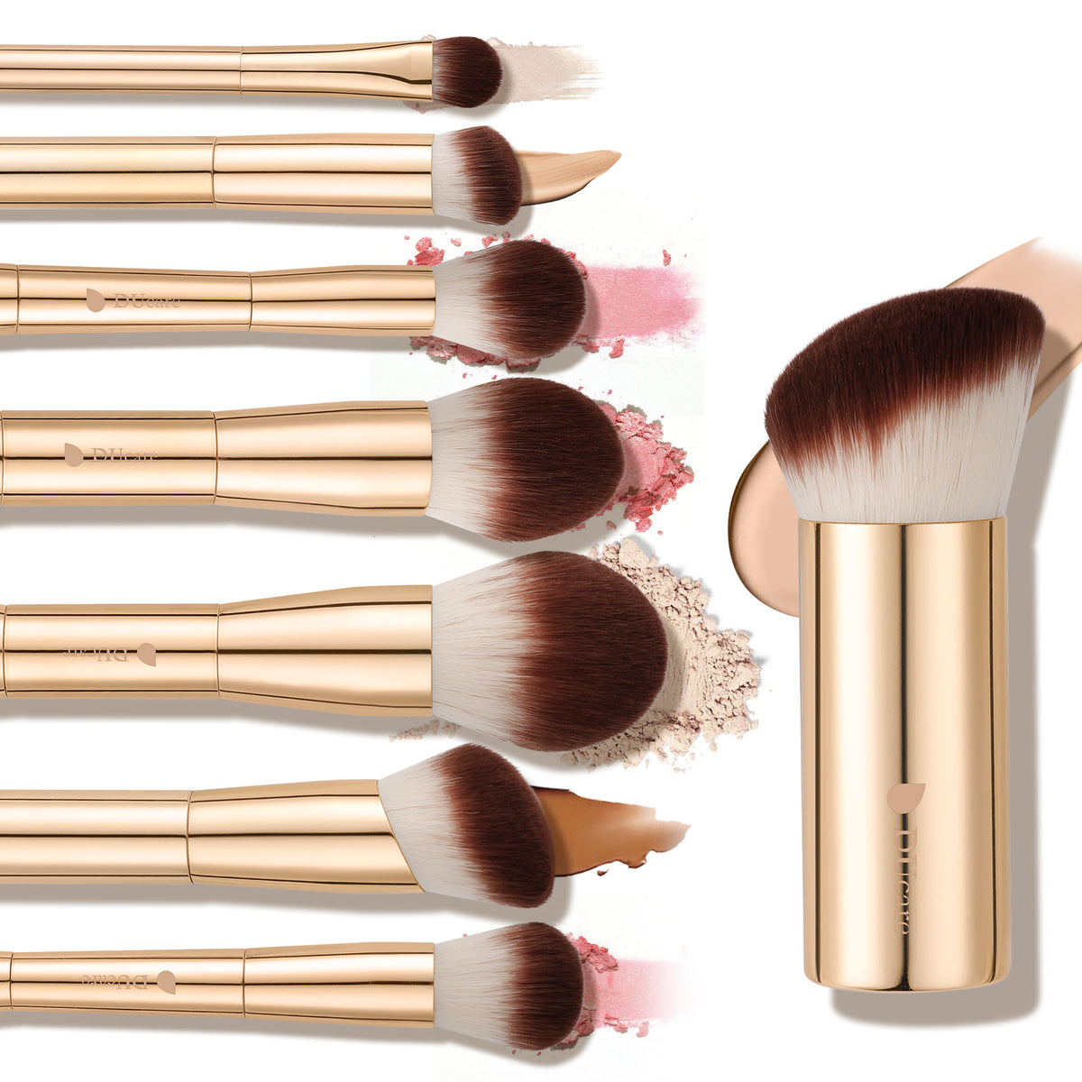 DUcare 6-Piece Electroplated Gold Double-Ended Makeup Brush Set