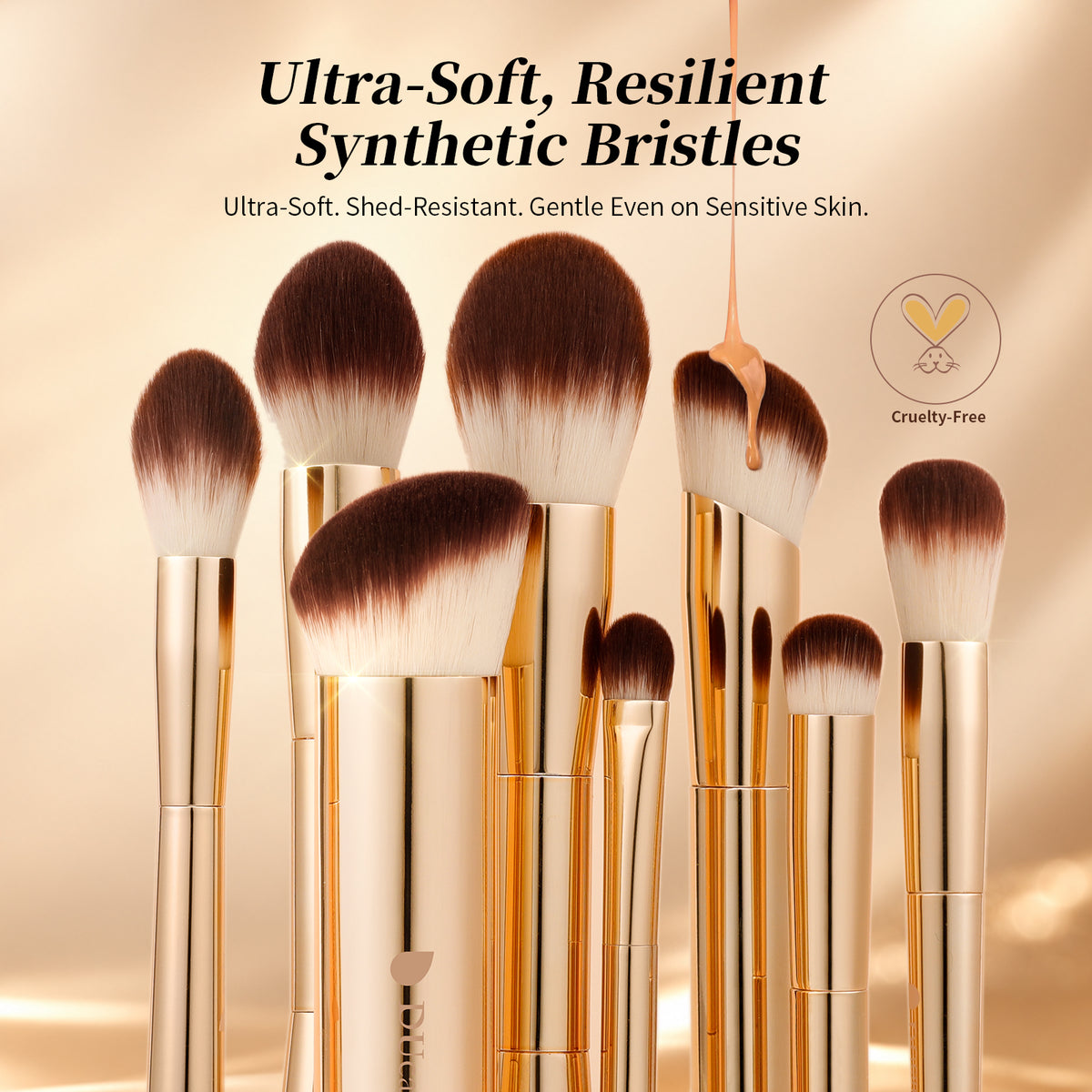 DUcare 6-Piece Electroplated Gold Double-Ended Makeup Brush Set