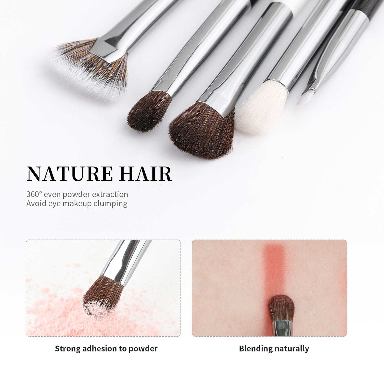 Panda 5Pcs Dual-ended Eye Travel Brush Set