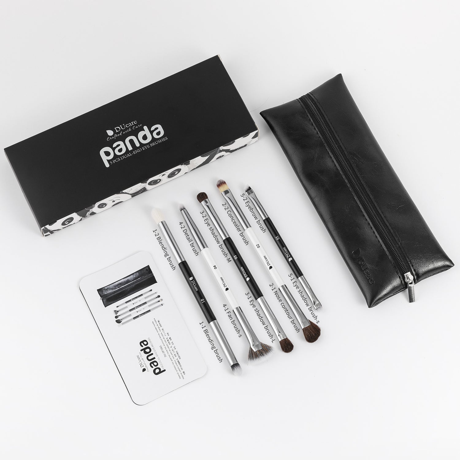 Panda 5Pcs Dual-ended Eye Travel Brush Set