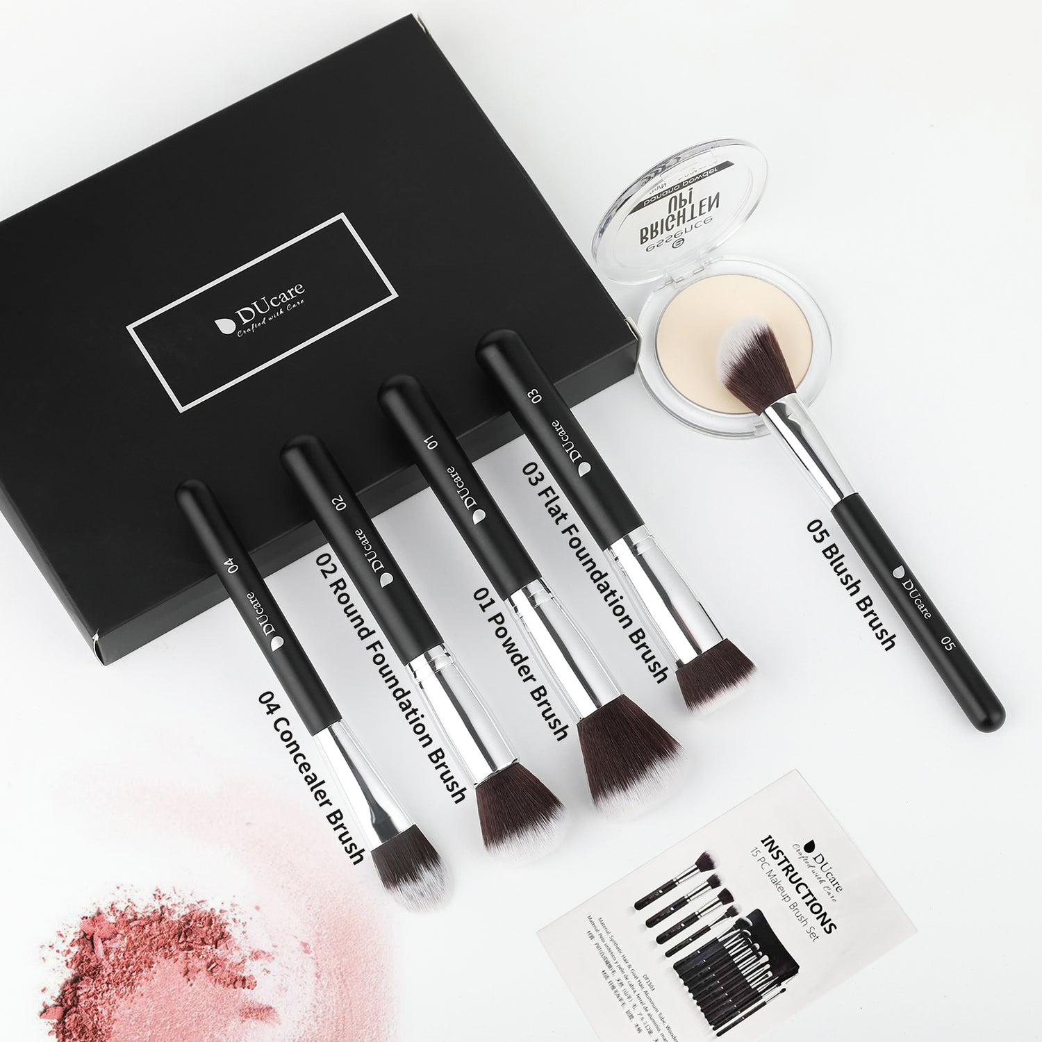 Classic Black Essential Face & Eye Brush Set (15PC)