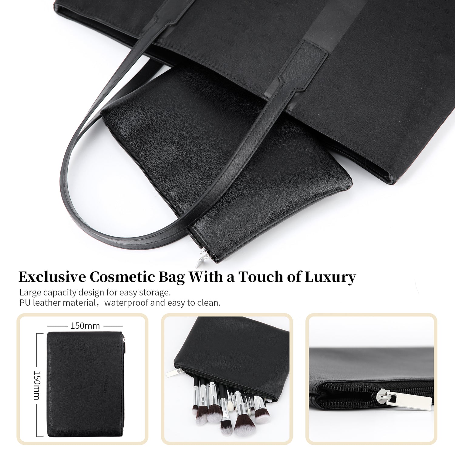 Classic Black Essential Face & Eye Brush Set (15PC)