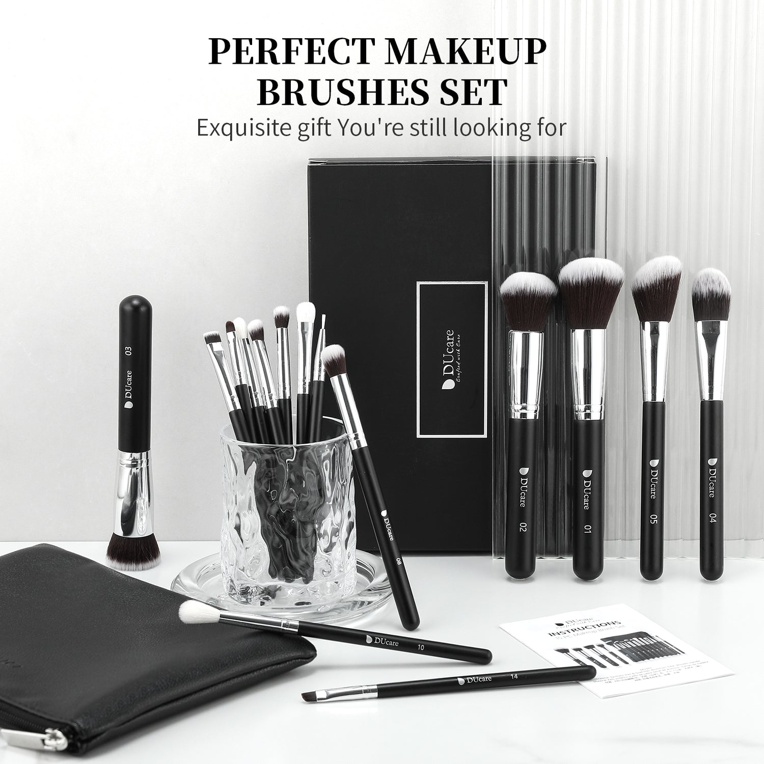 Classic Black Essential Face & Eye Brush Set (15PC)