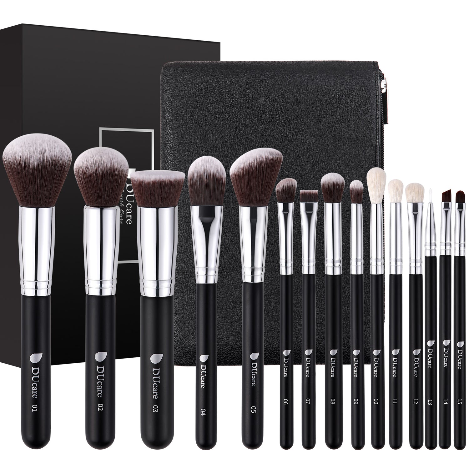 Classic Black Essential Face & Eye Brush Set (15PC)