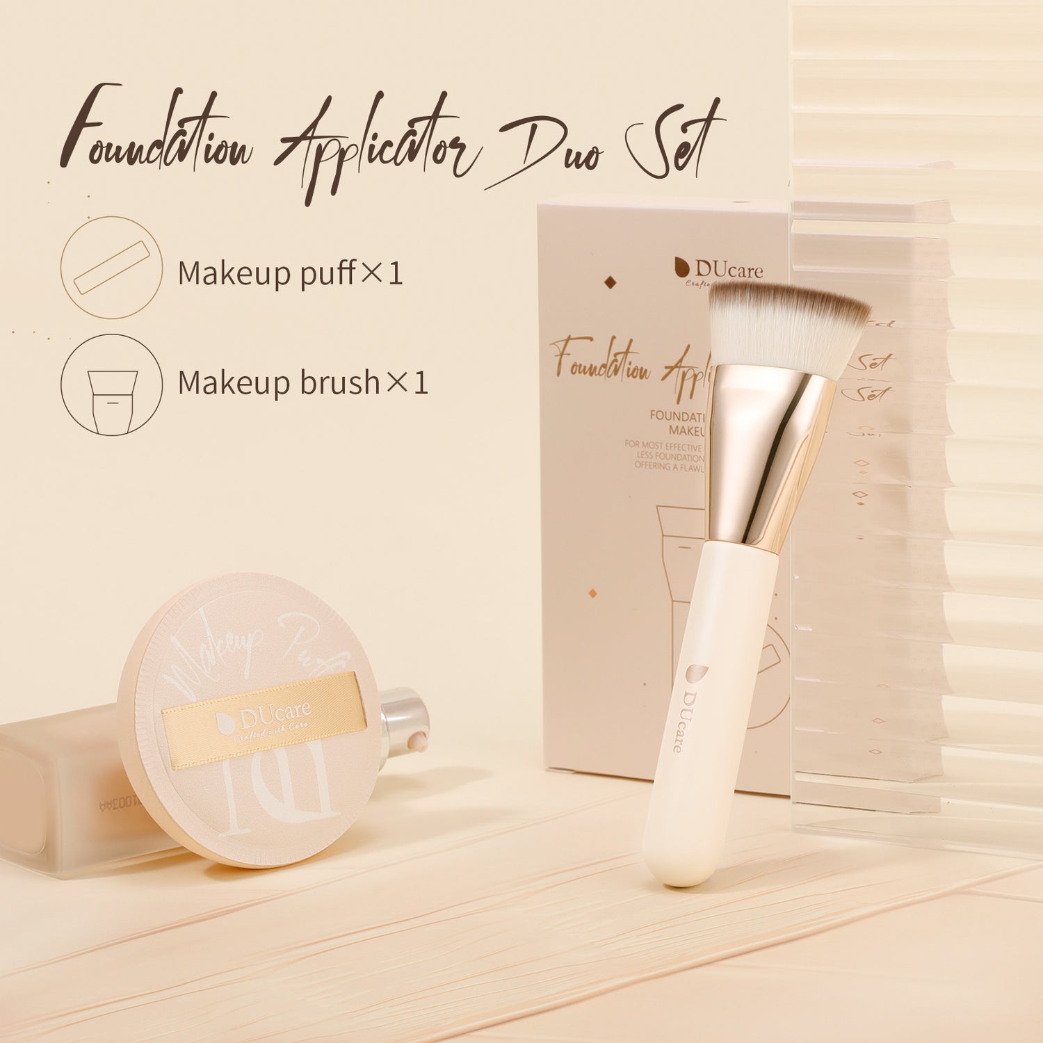 Foundation Brush with Makeup Puff