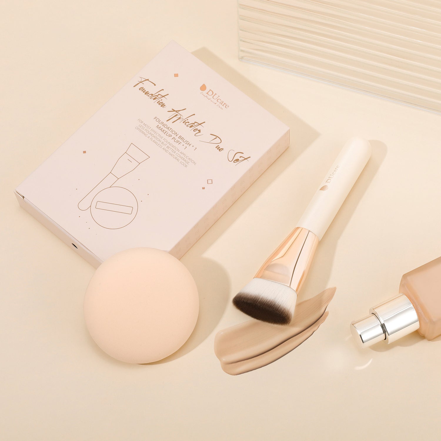 Foundation Brush with Makeup Puff