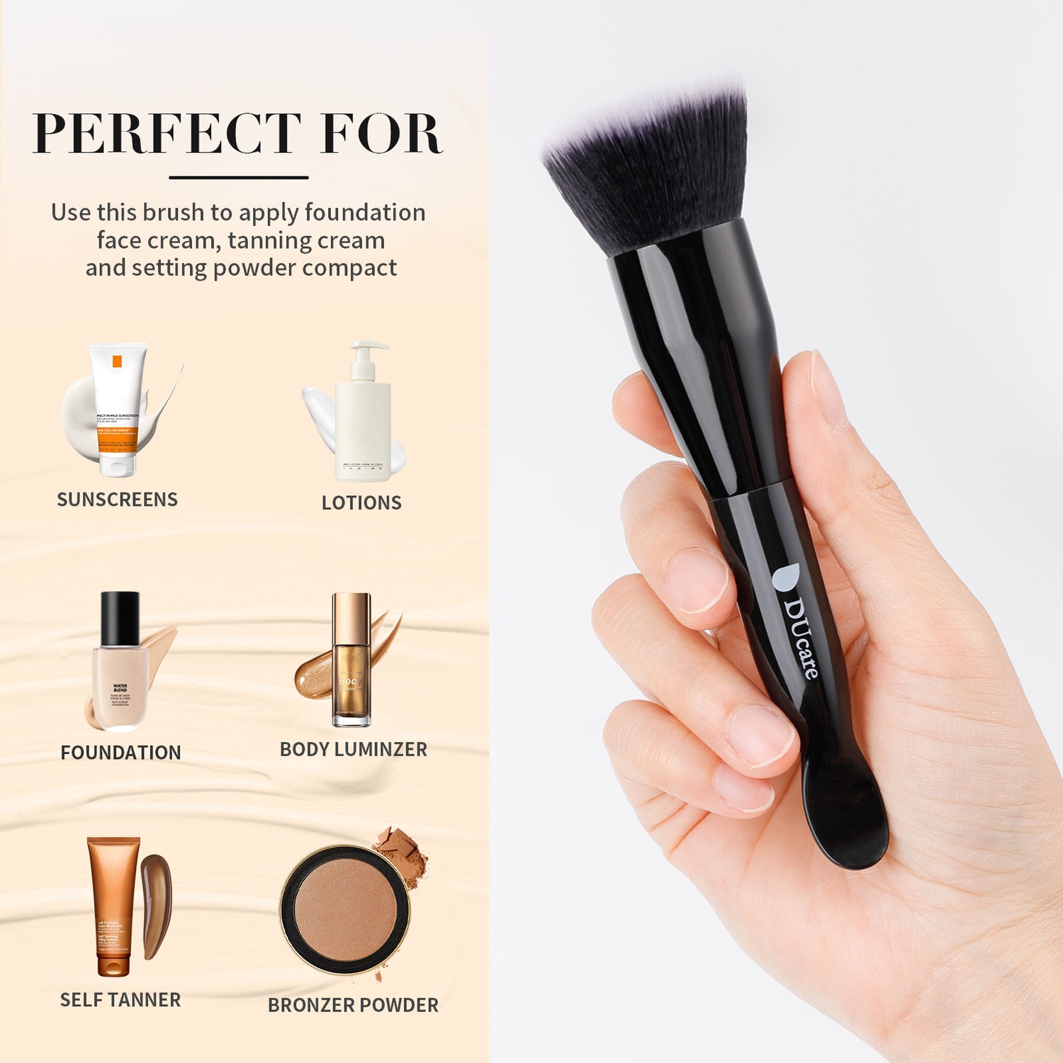 DUcare Double-Ended Foundation Brush & Digging Spoon