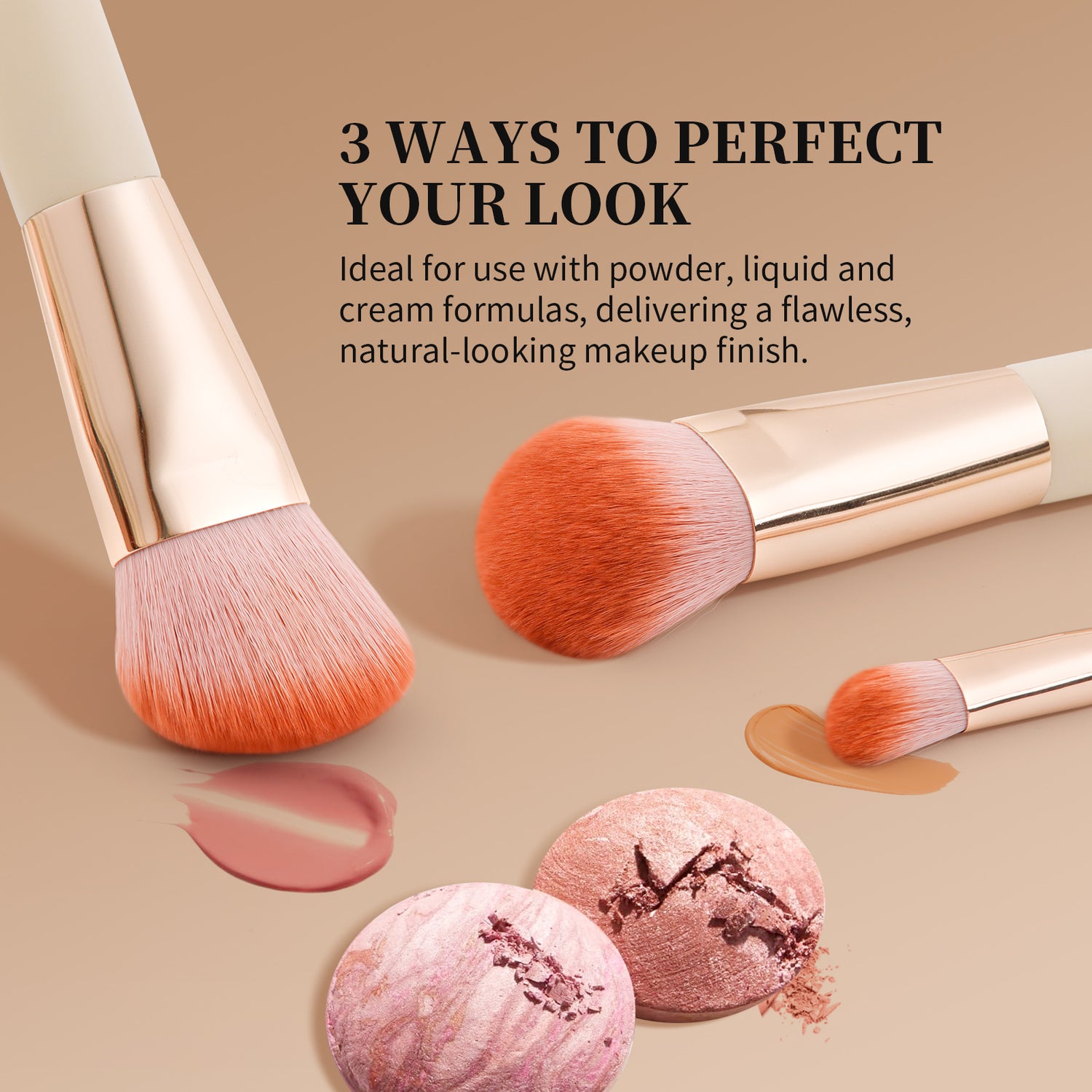 Pink Smooth Makeup 2Pcs Face Brush Set