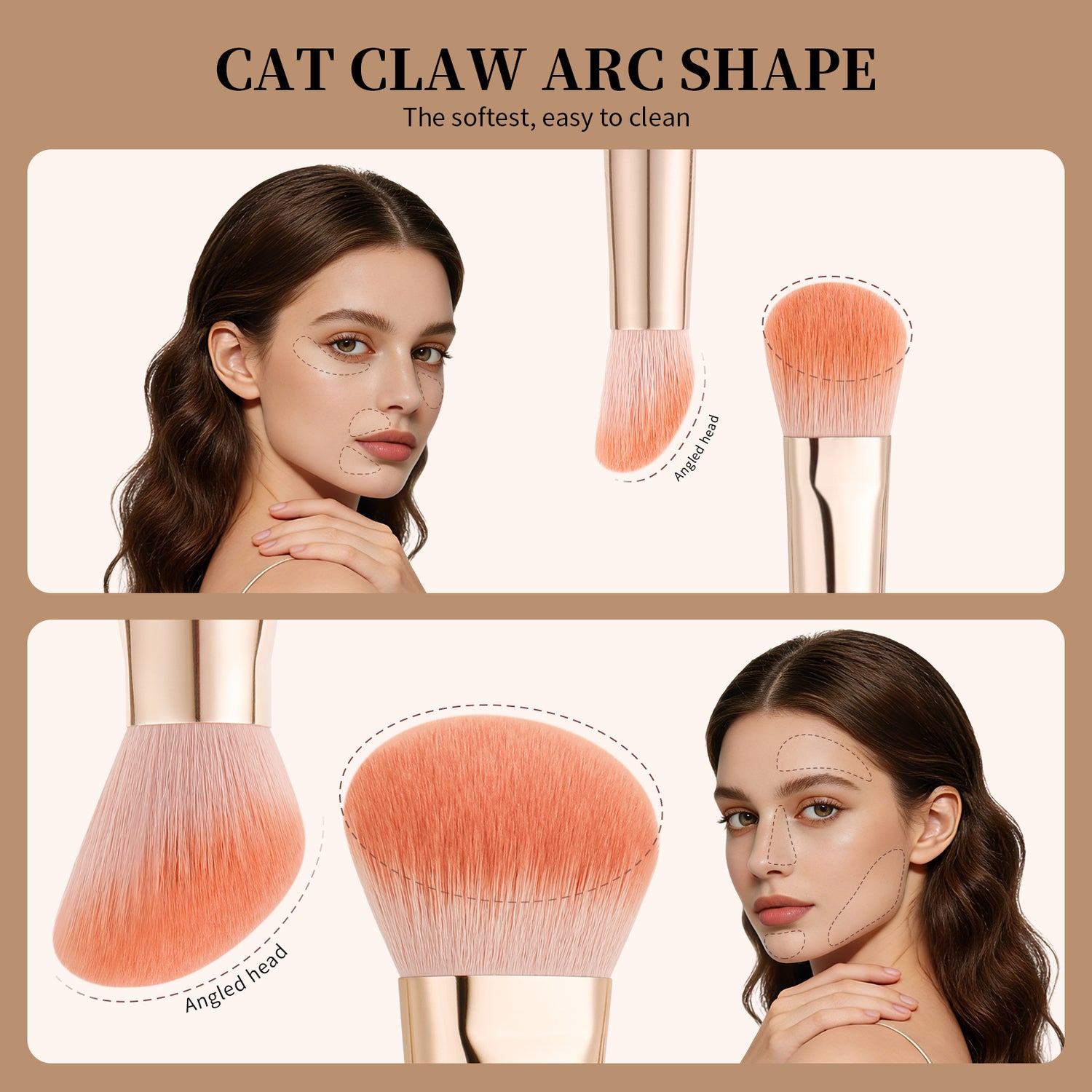 Pink Smooth Makeup 2Pcs Face Brush Set