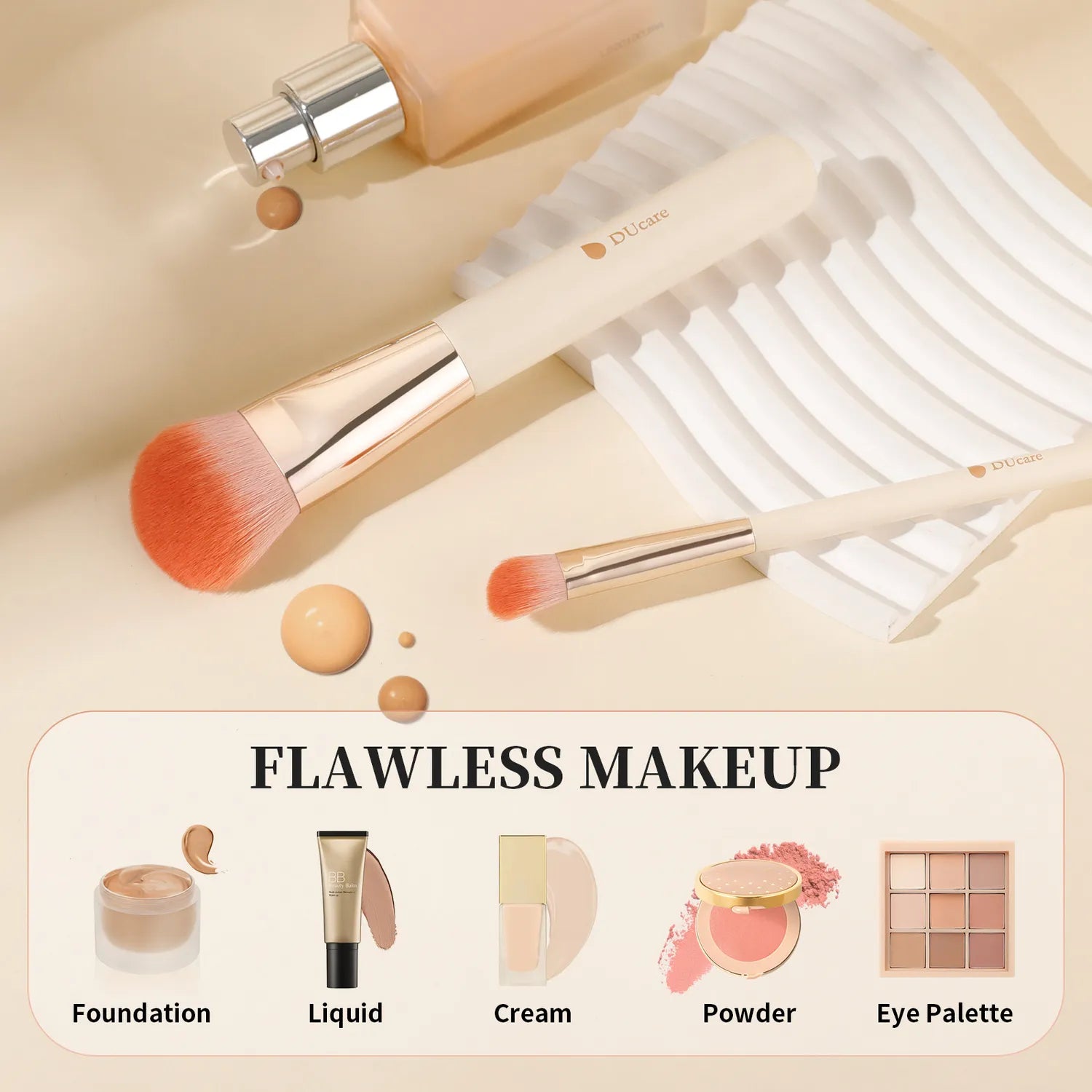 Pink Smooth Makeup 2Pcs Face Brush Set