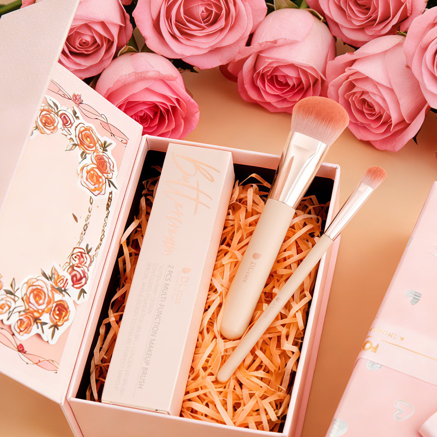 Pink Smooth Makeup 2Pcs Face Brush Set