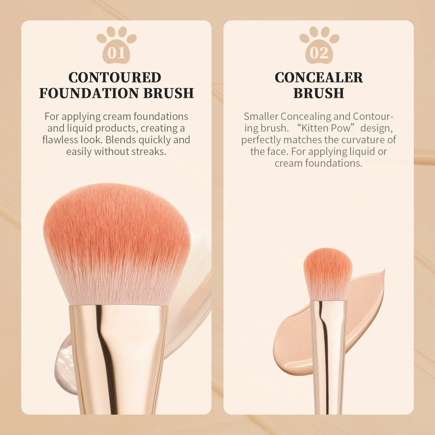 Pink Smooth Makeup 2Pcs Face Brush Set