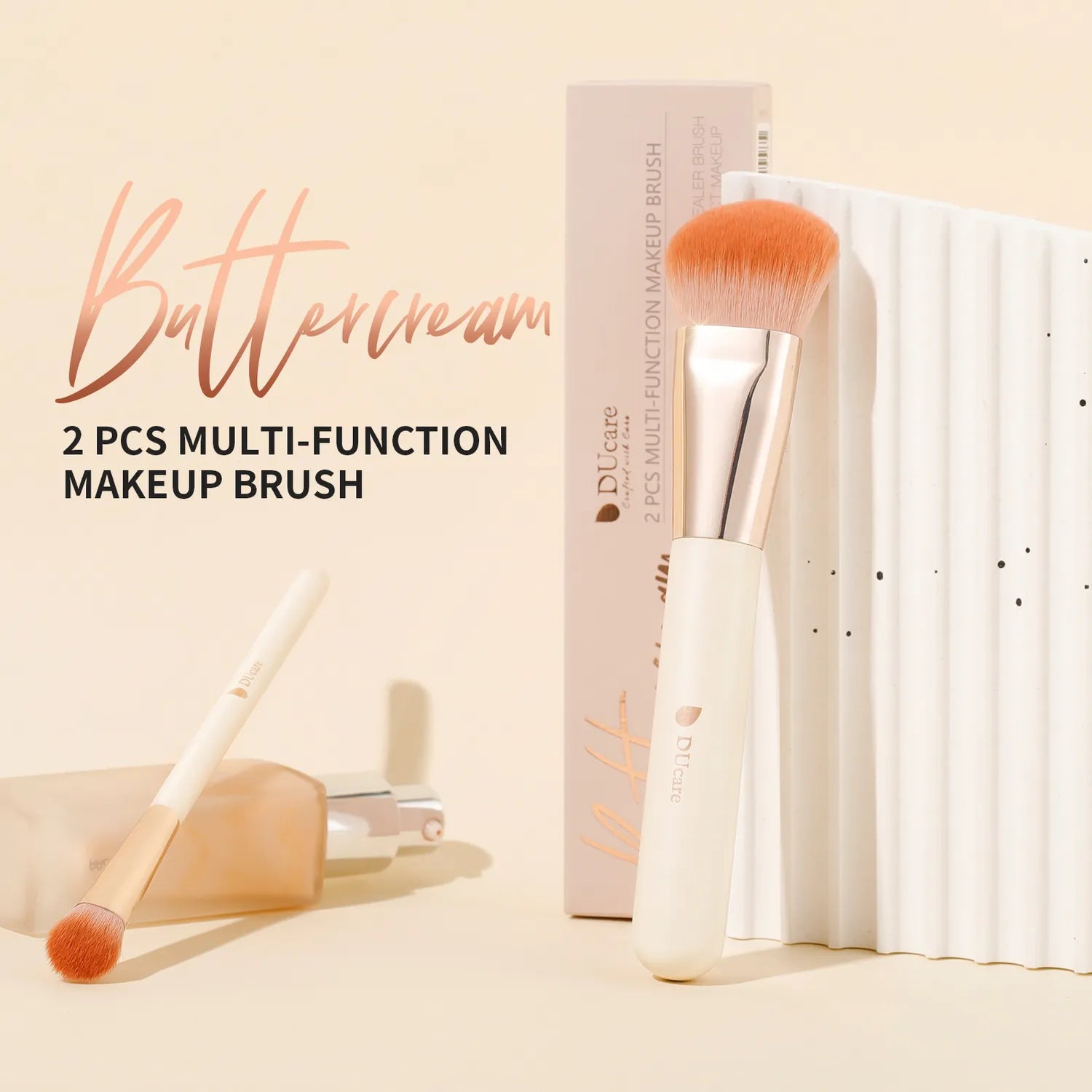 Pink Smooth Makeup 2Pcs Face Brush Set