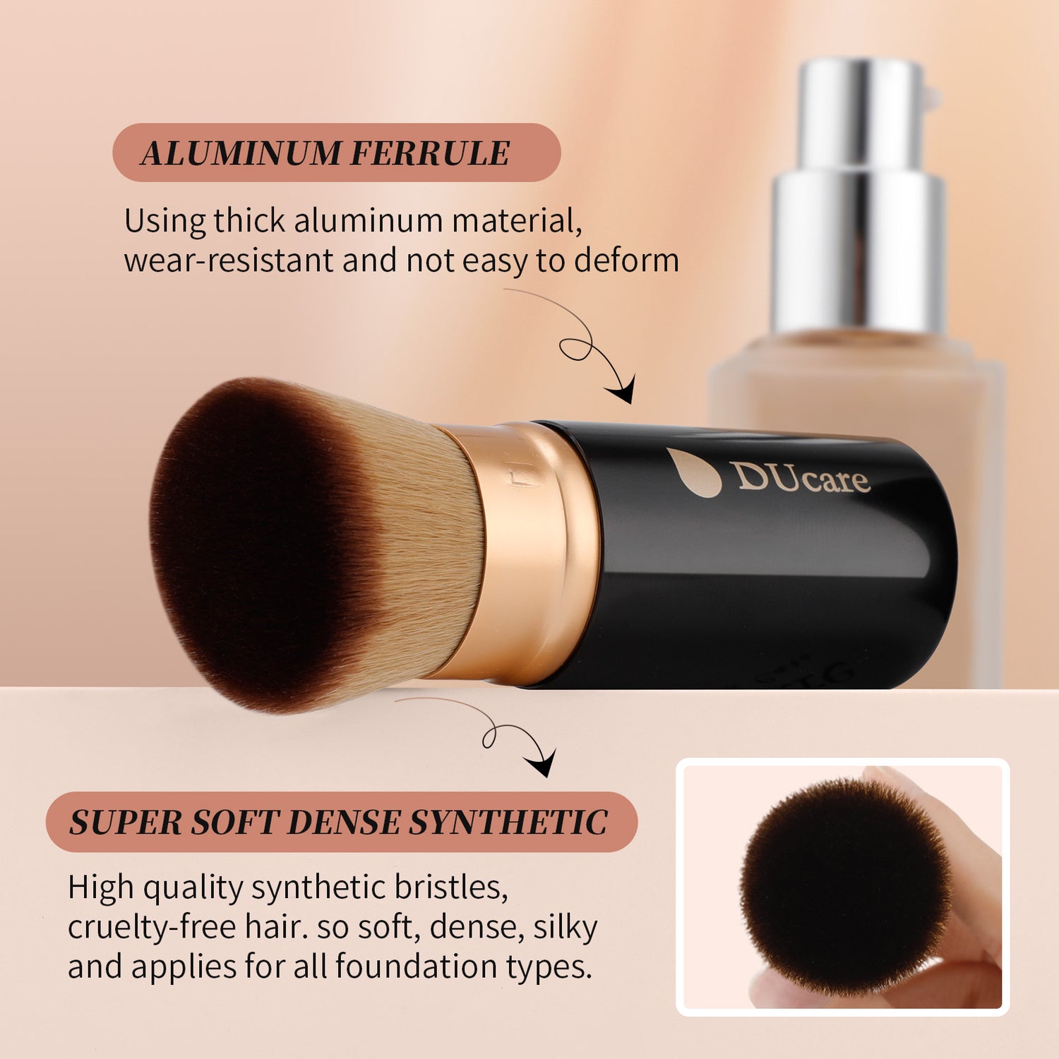 Flat Top Retractable Kabuki Foundation Brush