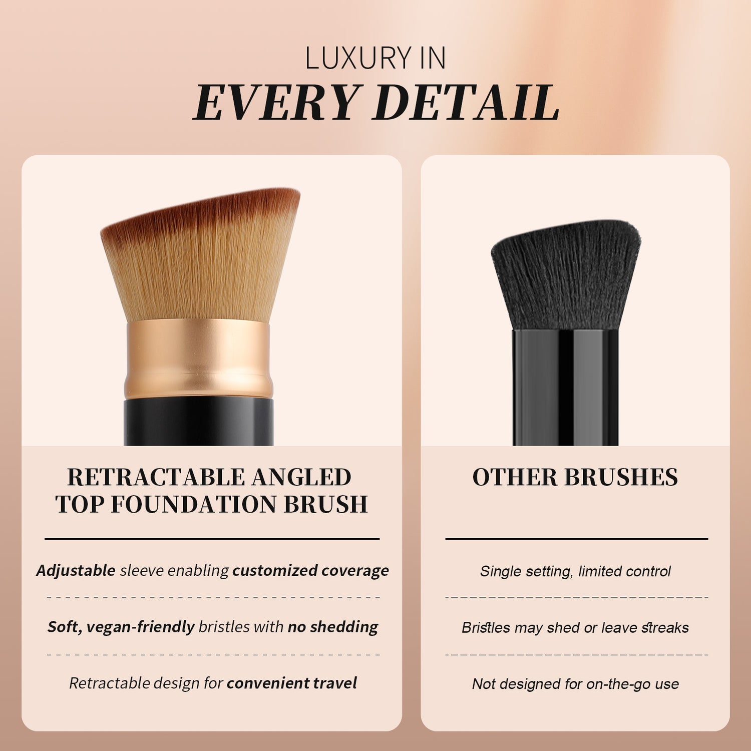 Flat Top Retractable Kabuki Foundation Brush
