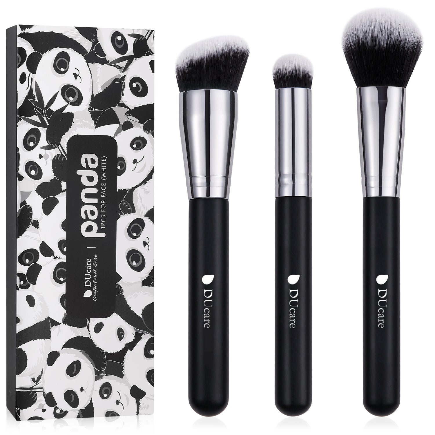Panda Black & White Daily Need 3-Piece Face Brush Set