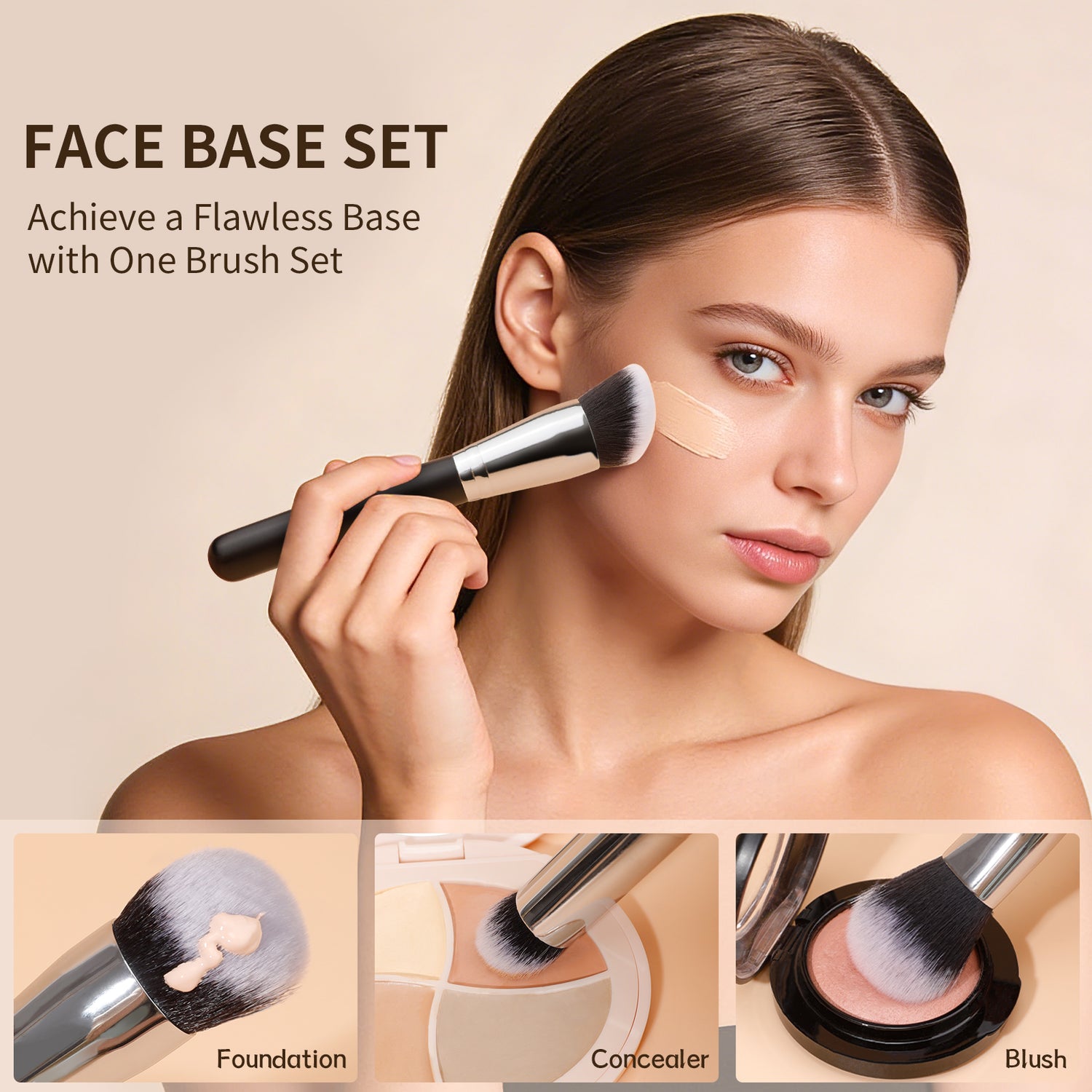Panda Black & White Daily Need 3-Piece Face Brush Set