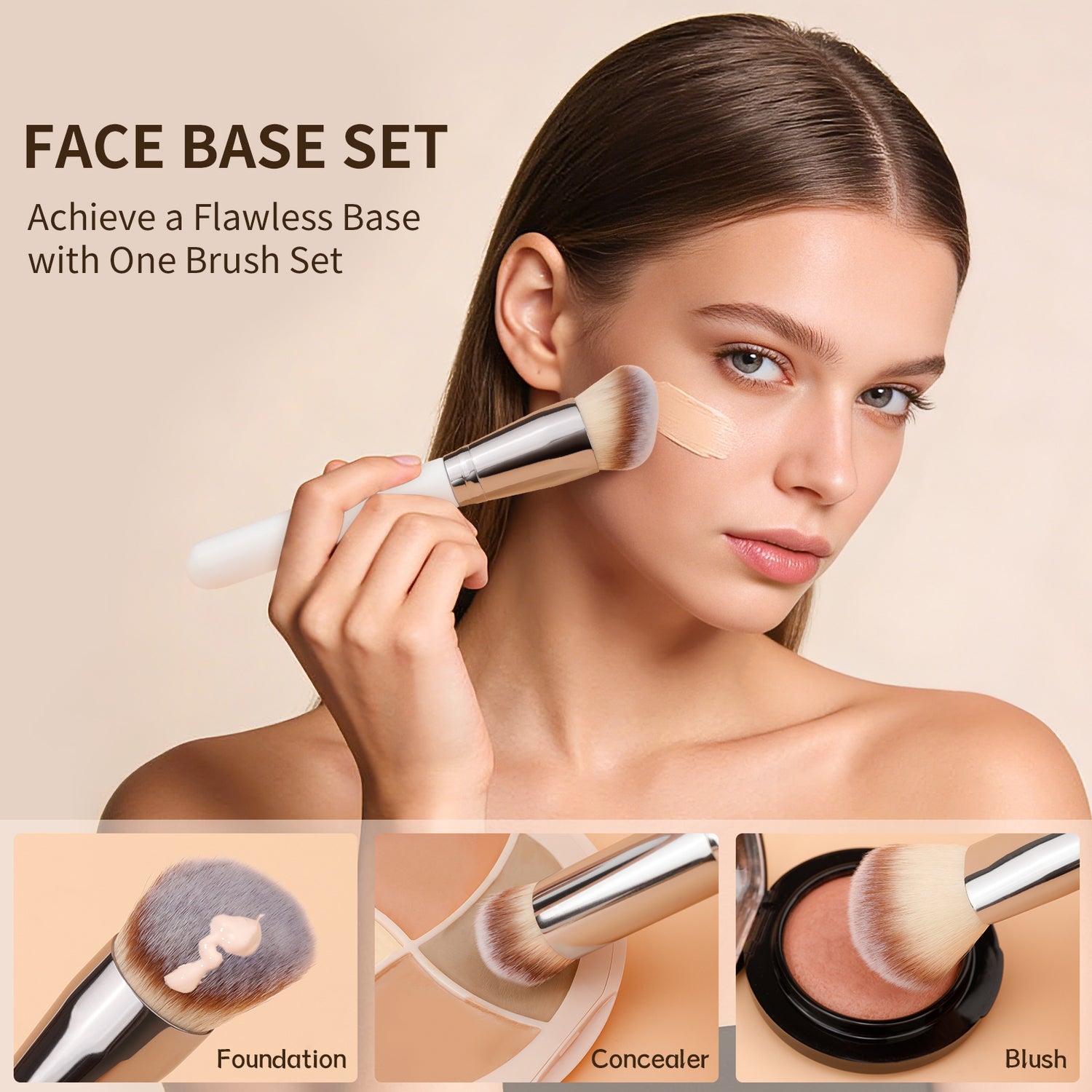 Panda Black & White Daily Need 3-Piece Face Brush Set