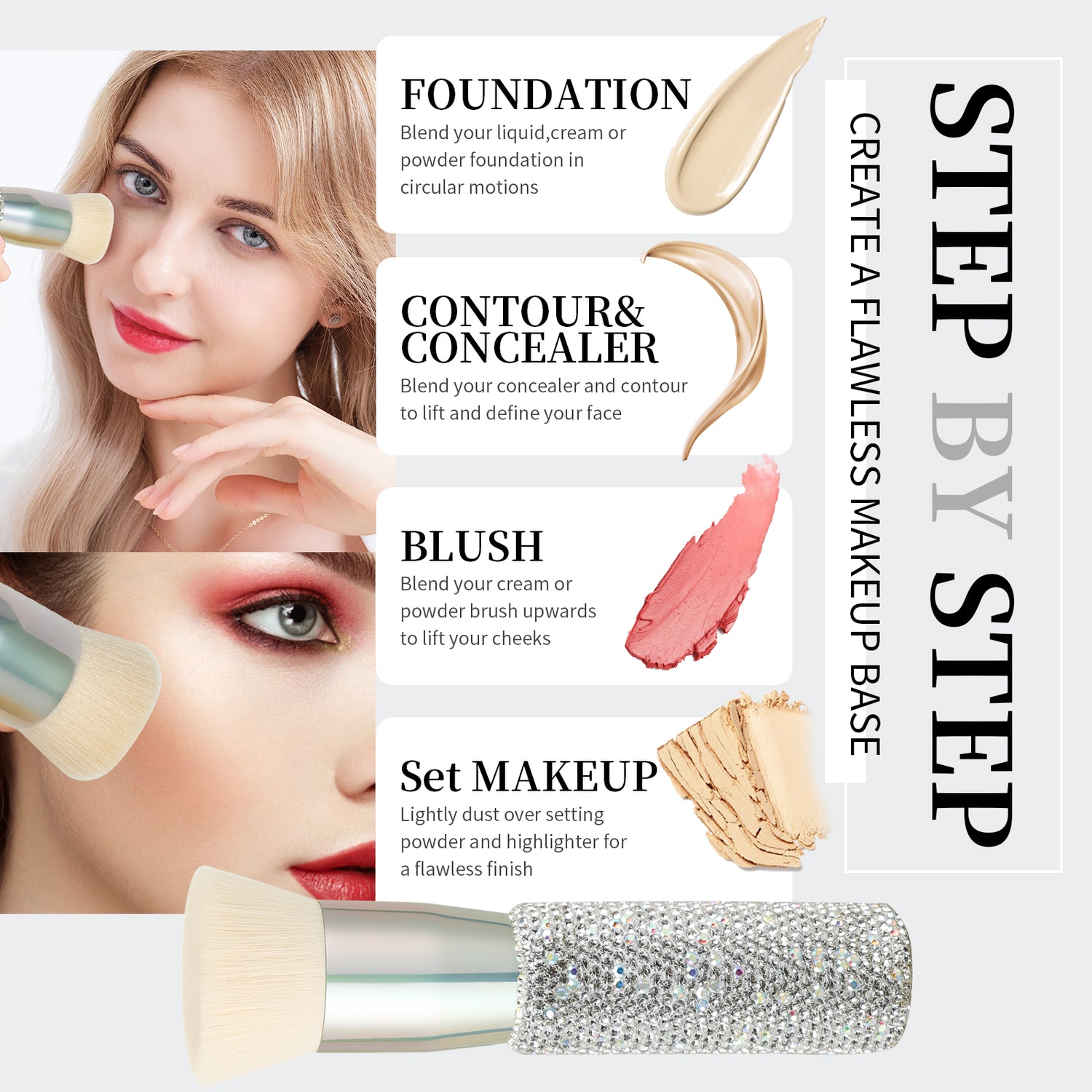 Peach Pink Girl Flat Foundation Brush