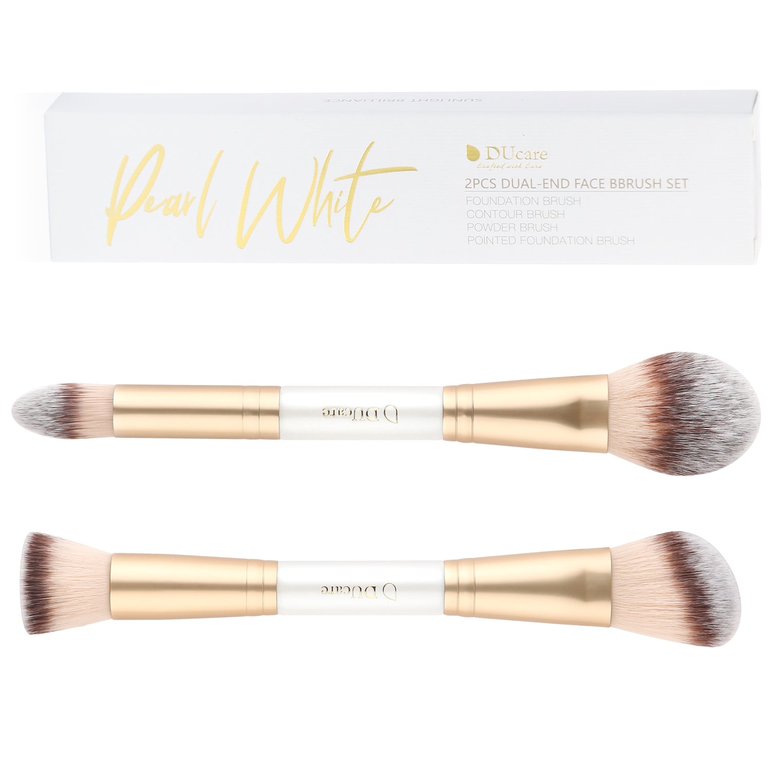 Matte Black 2Pcs Dual-End Face Brush Set