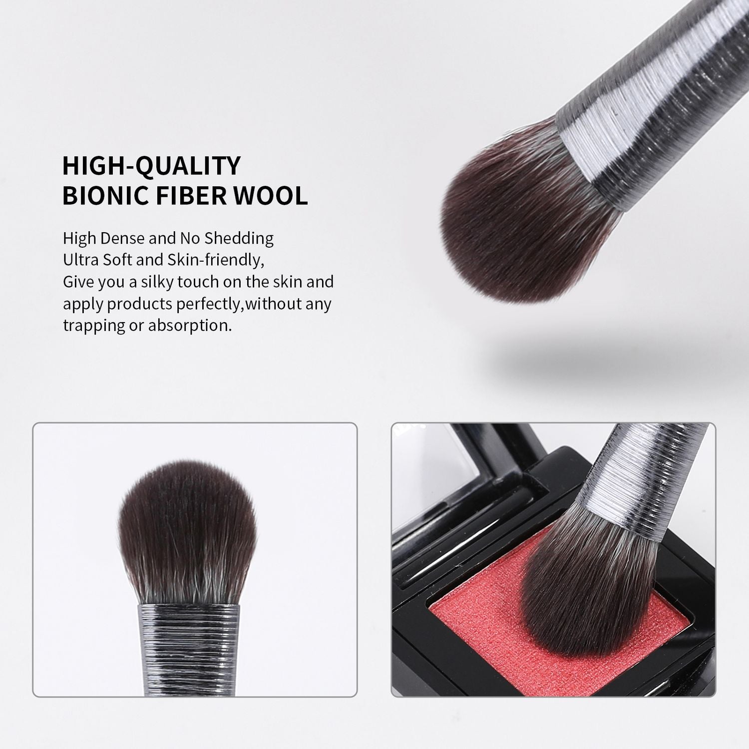 Silver Elegance 10Pcs Face & Eye Brush Set