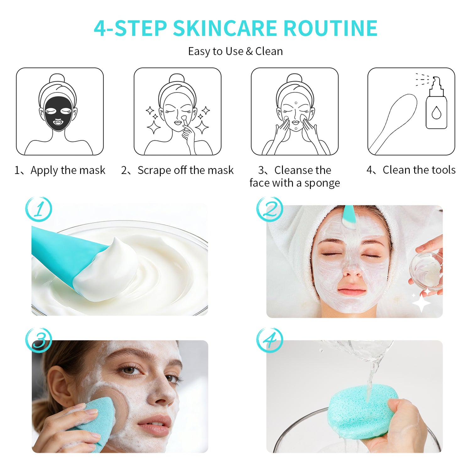 Daily Skin Care Silicone Face Mask Brush Set (3PC)