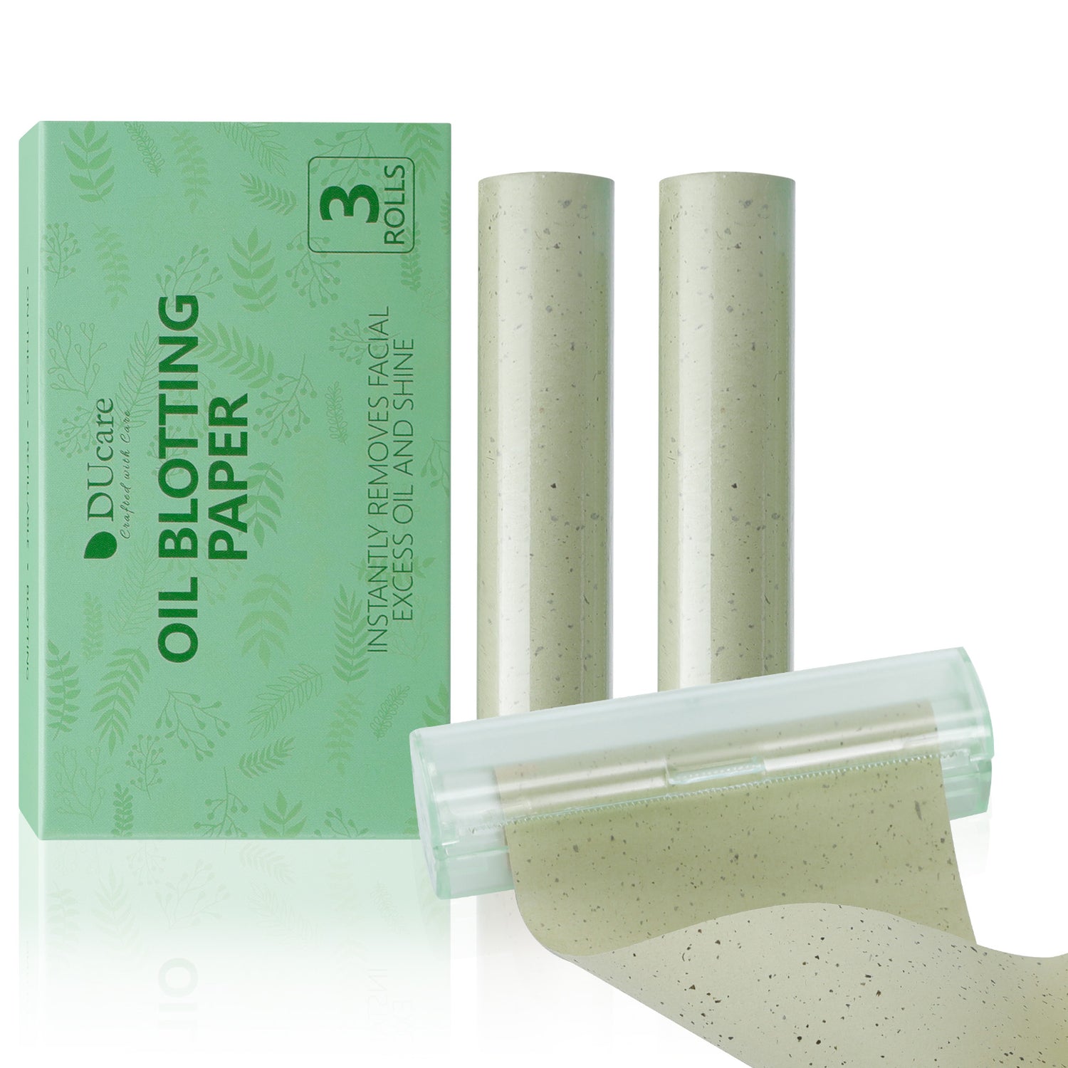 DUcare Green Tea Oil Blotting Sheets with Portable Mirror Case & Makeup Puff
